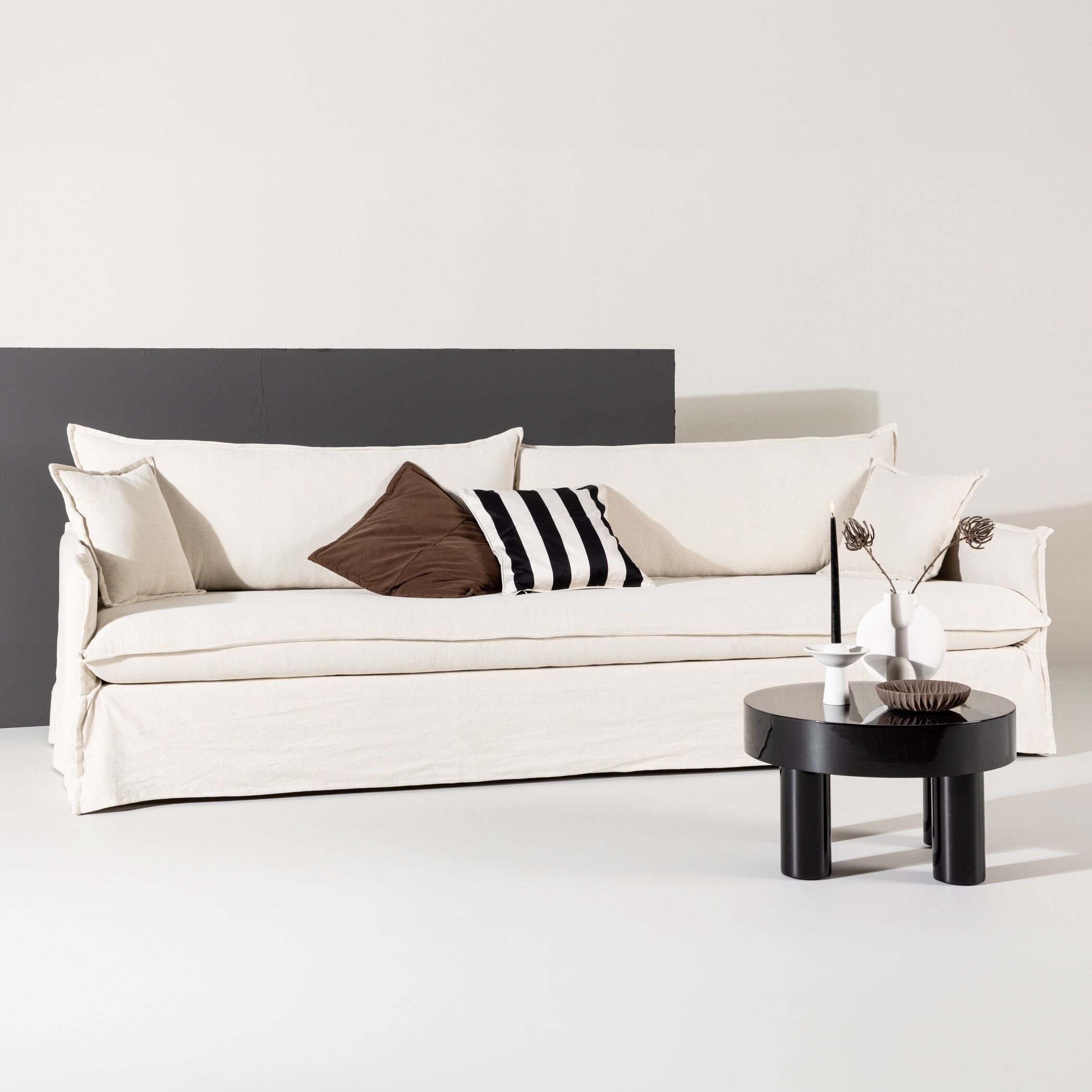 Nohr Elden 4‑zits linnenbank – Beige, 275 cm
