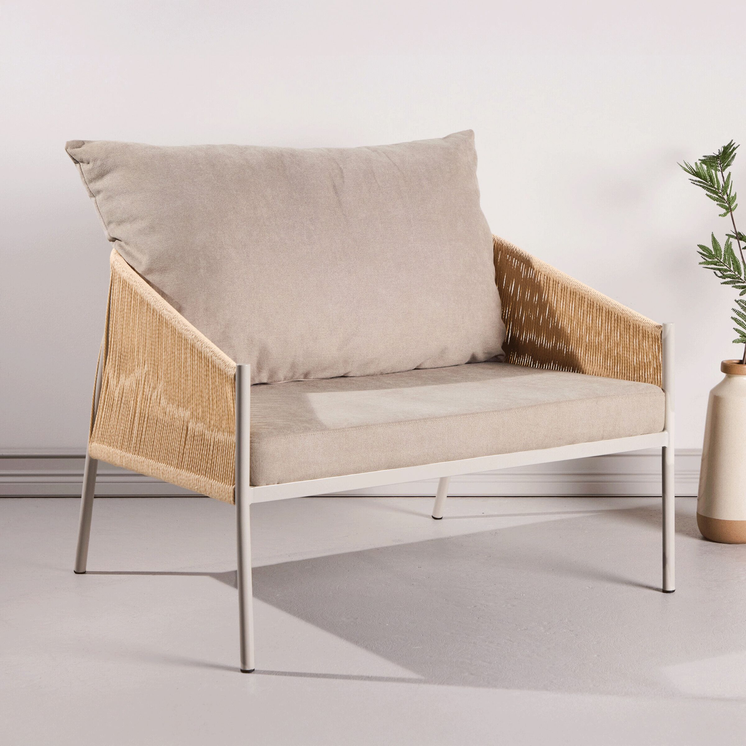 Nohr fauteuil Lynden – stijlvolle loungestoel in linnenlook, beige