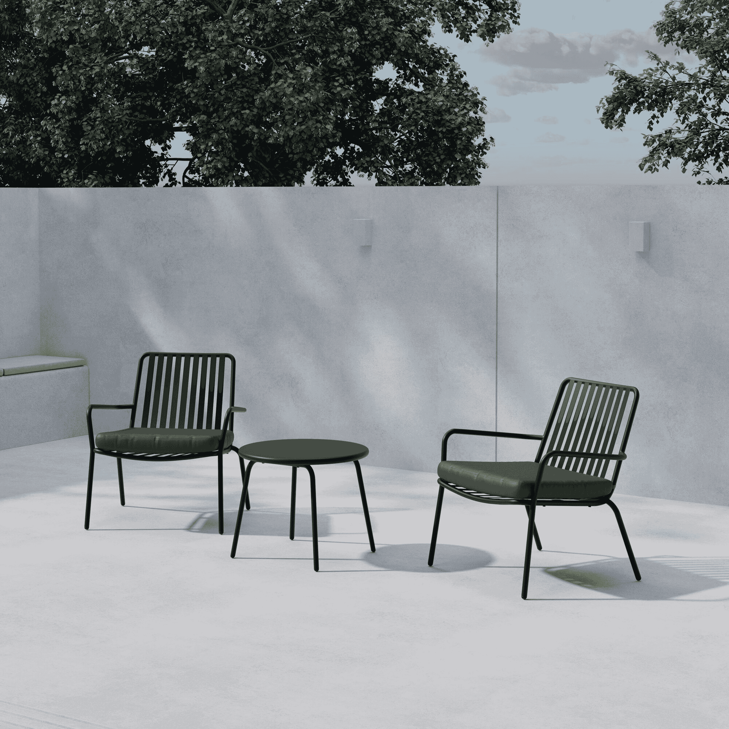 Nohr Gared loungset – Strakke zwarte lounge met 2 fauteuils en tafel