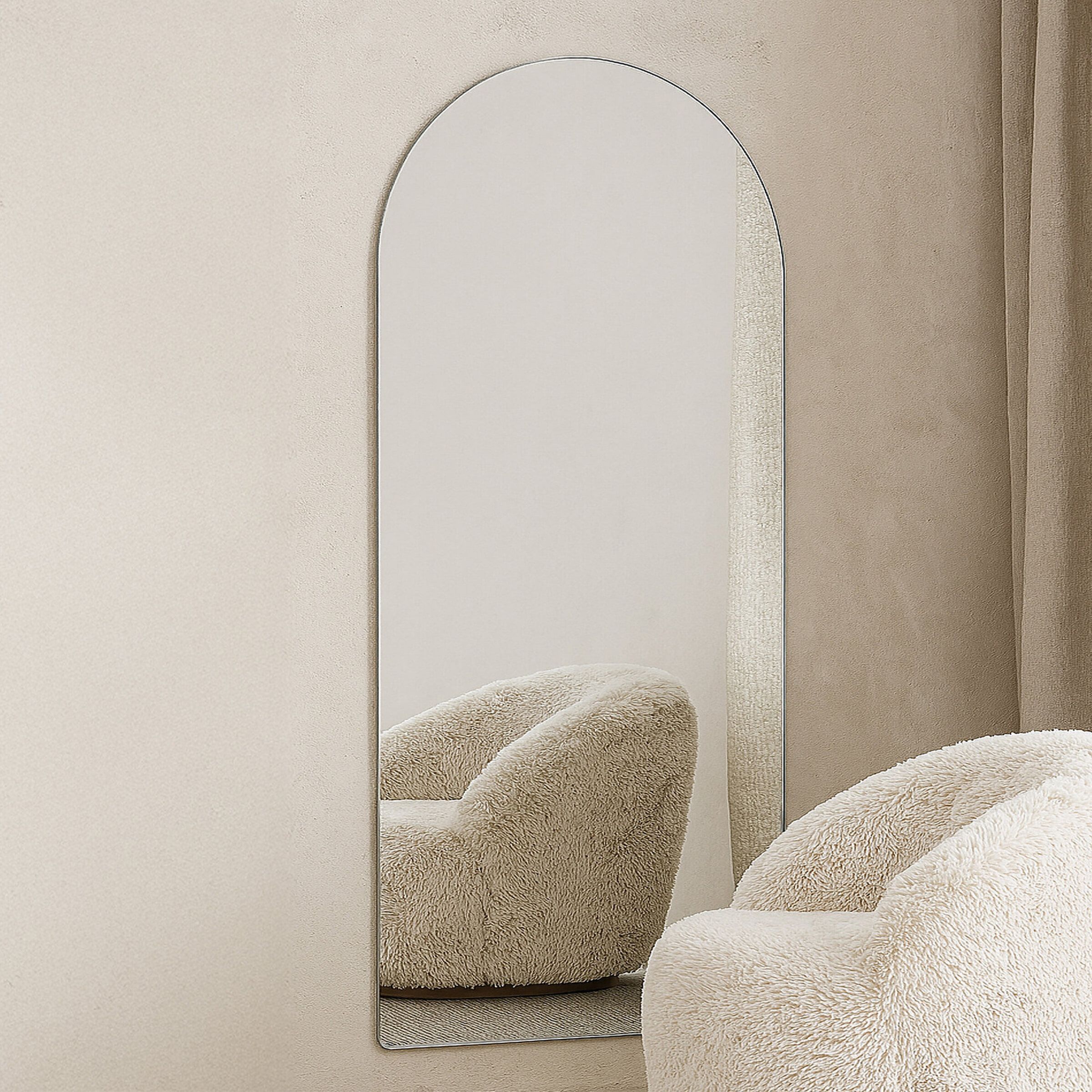 Nohr gebogen spiegel Cheryll – elegante ovale spiegel 193 × 100 cm in zilver