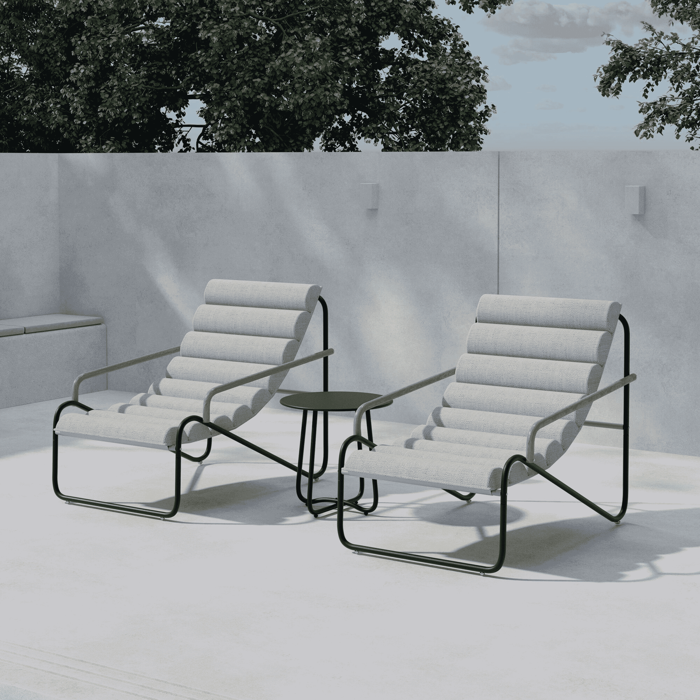 Nohr Geron Loungeset – Moderne Buitenset in Beige & Zwart met 2 Stoelen en Tafel