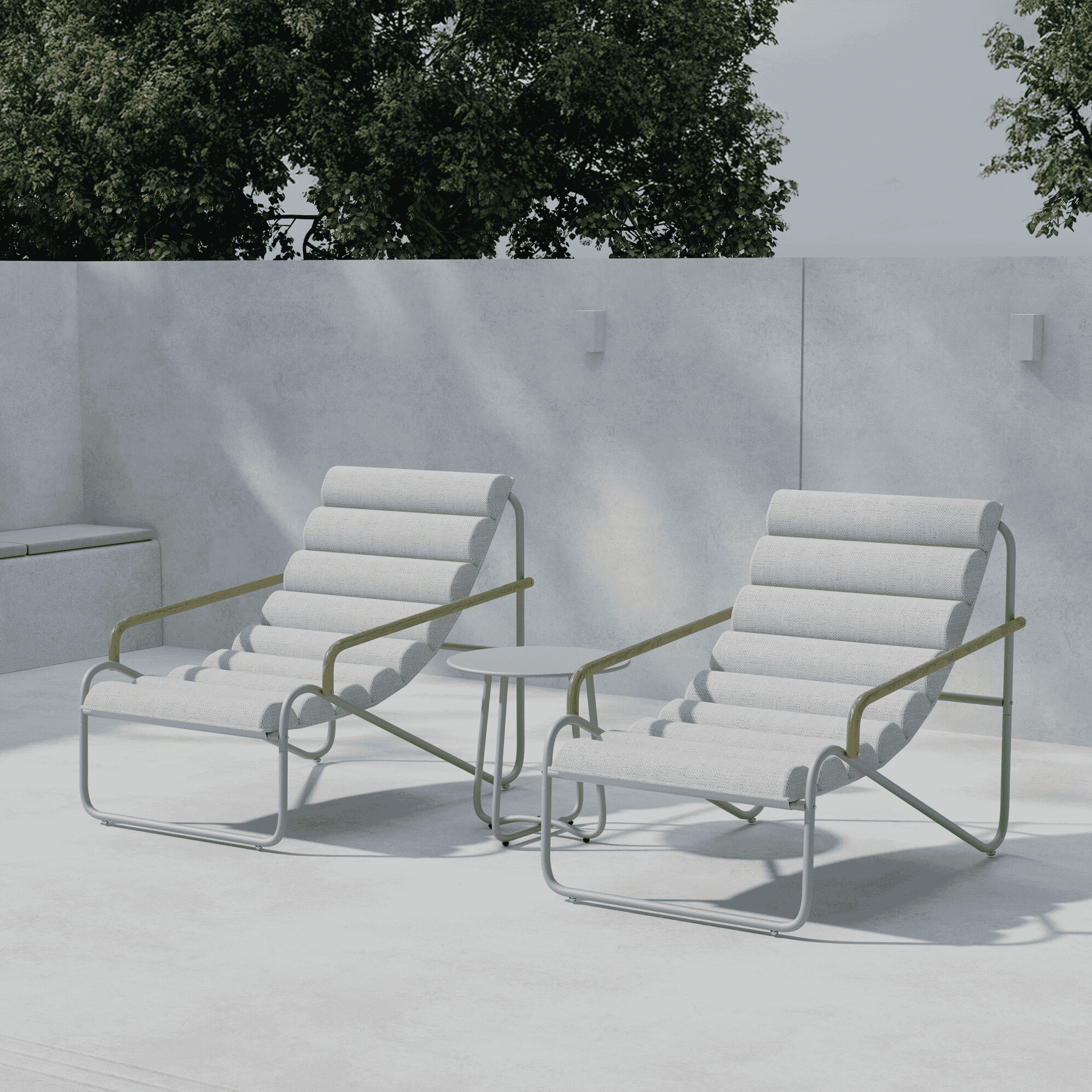 Nohr Geron Loungeset – Moderne comfortzone in beige en groen voor terras en balkon