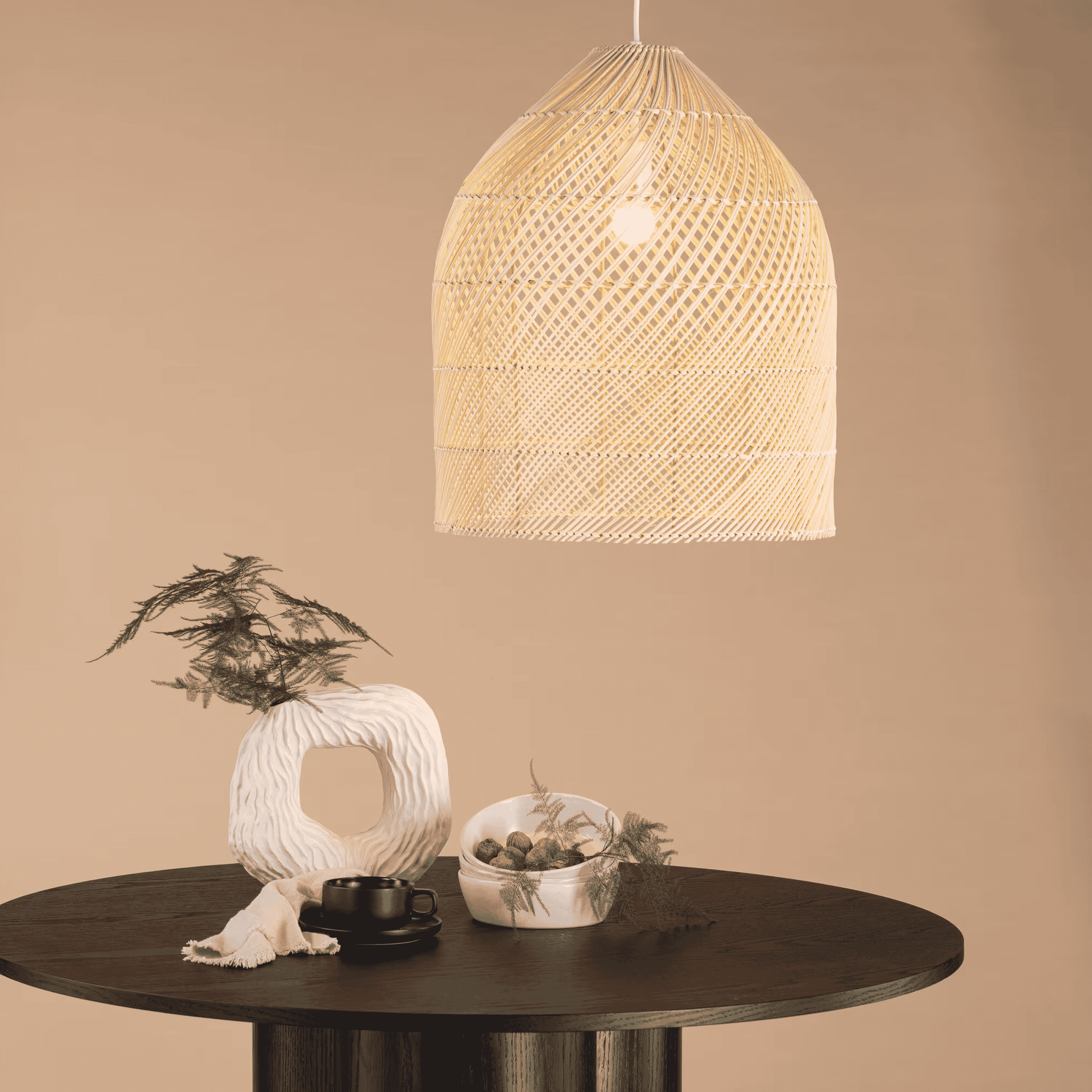 Nohr Hanglamp Bambie Rattan 53 cm – Natuurlijke sfeerlamp voor eettafel & woonkamer