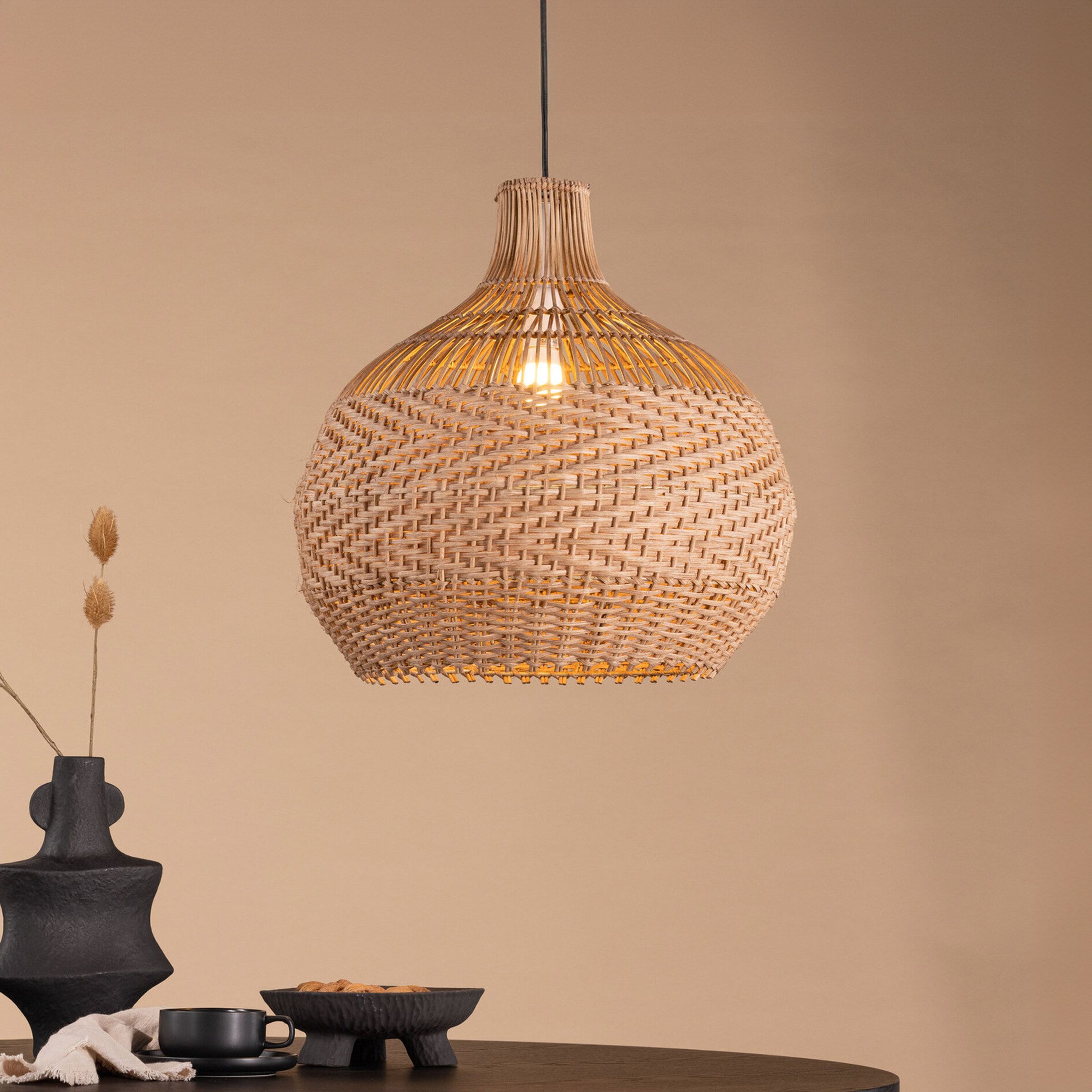 Nohr Hanglamp Jamiee Rattan – Natuurlijke verlichting voor eettafel en woonkamer