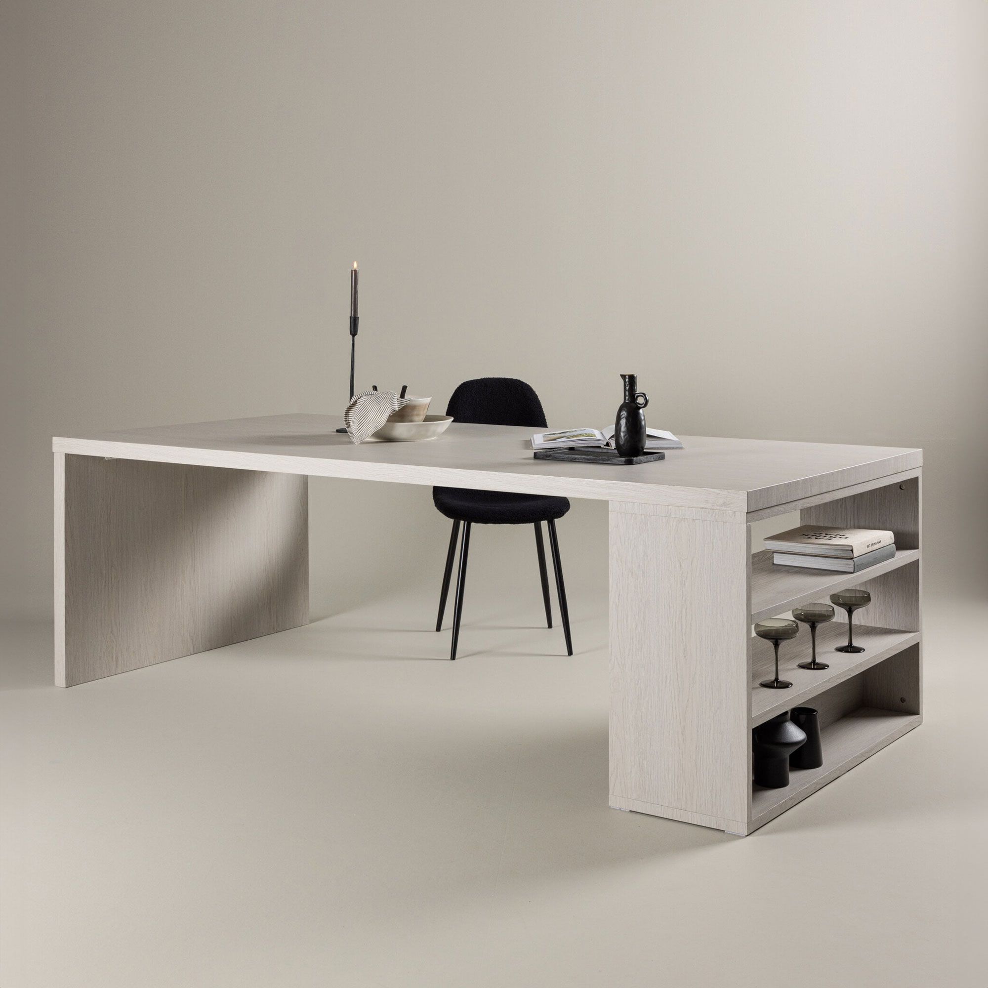 Nohr Jett eettafel – Strakke whitewash tafel 230 × 110 cm