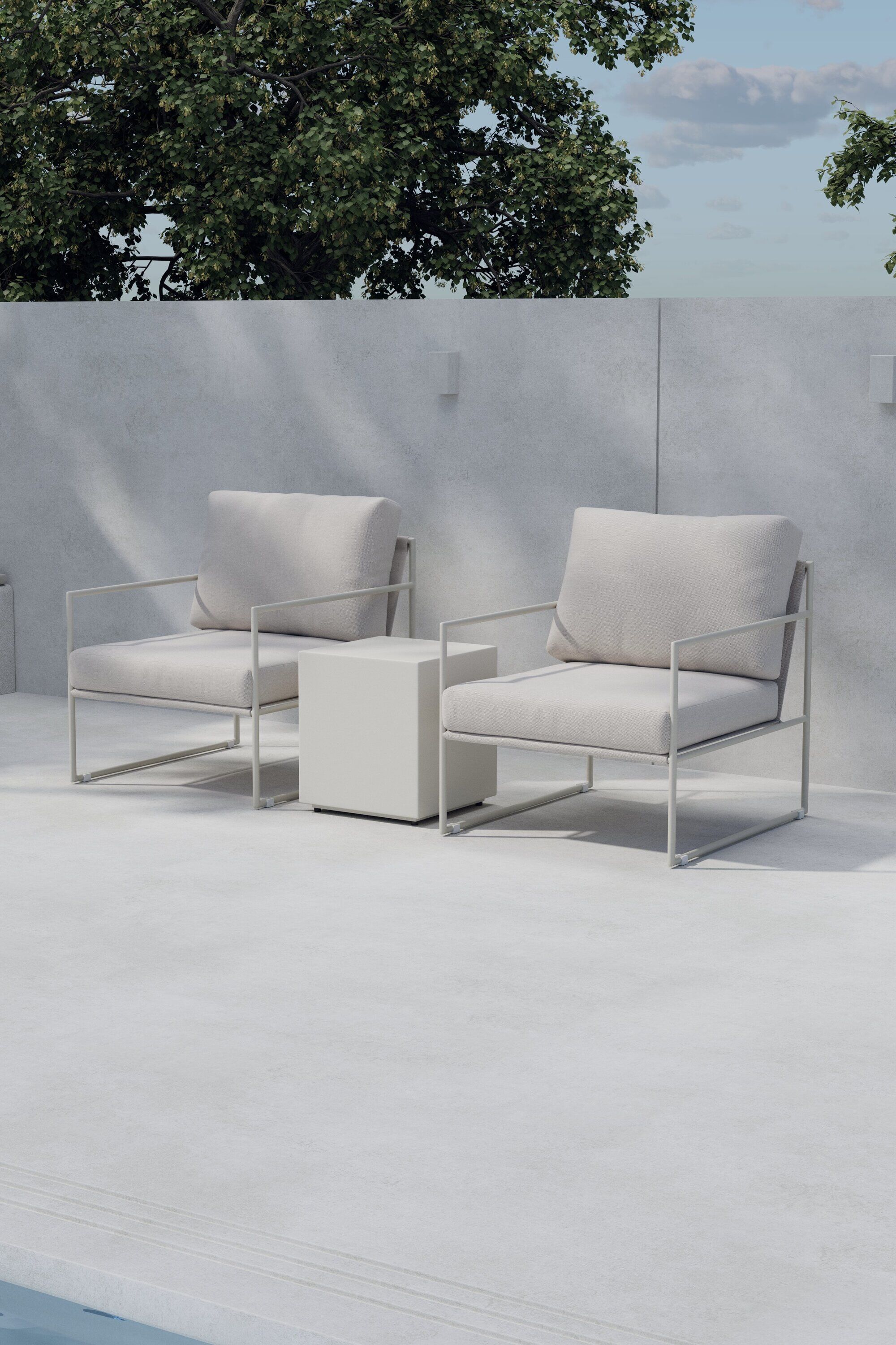 Nohr Jorja Loungeset – Elegante Beige Terrasset met 2 Stoelen en Bijzettafel