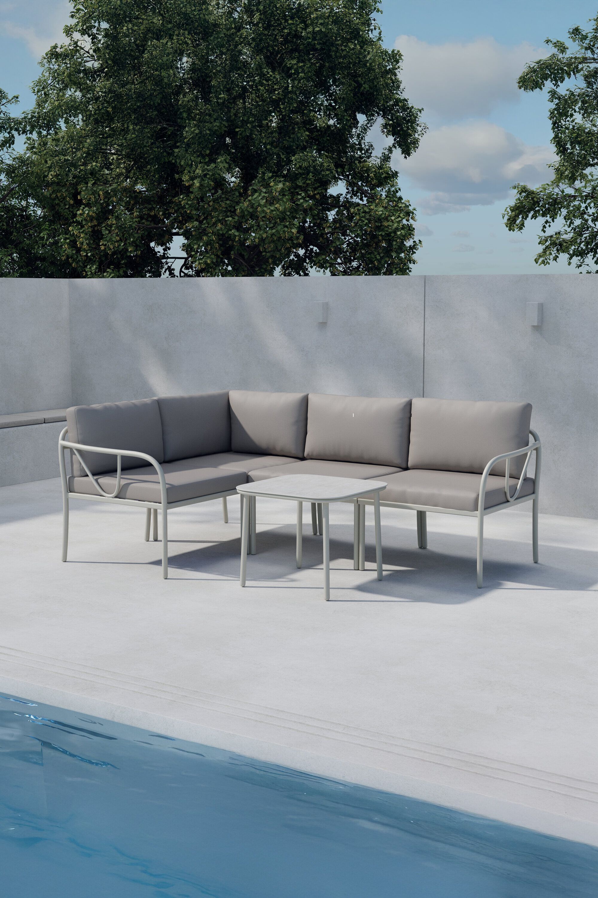Nohr Kalicia Loungeset – Moderne Hoekbank en Bijpassende Tafel in Bruin‑Beige