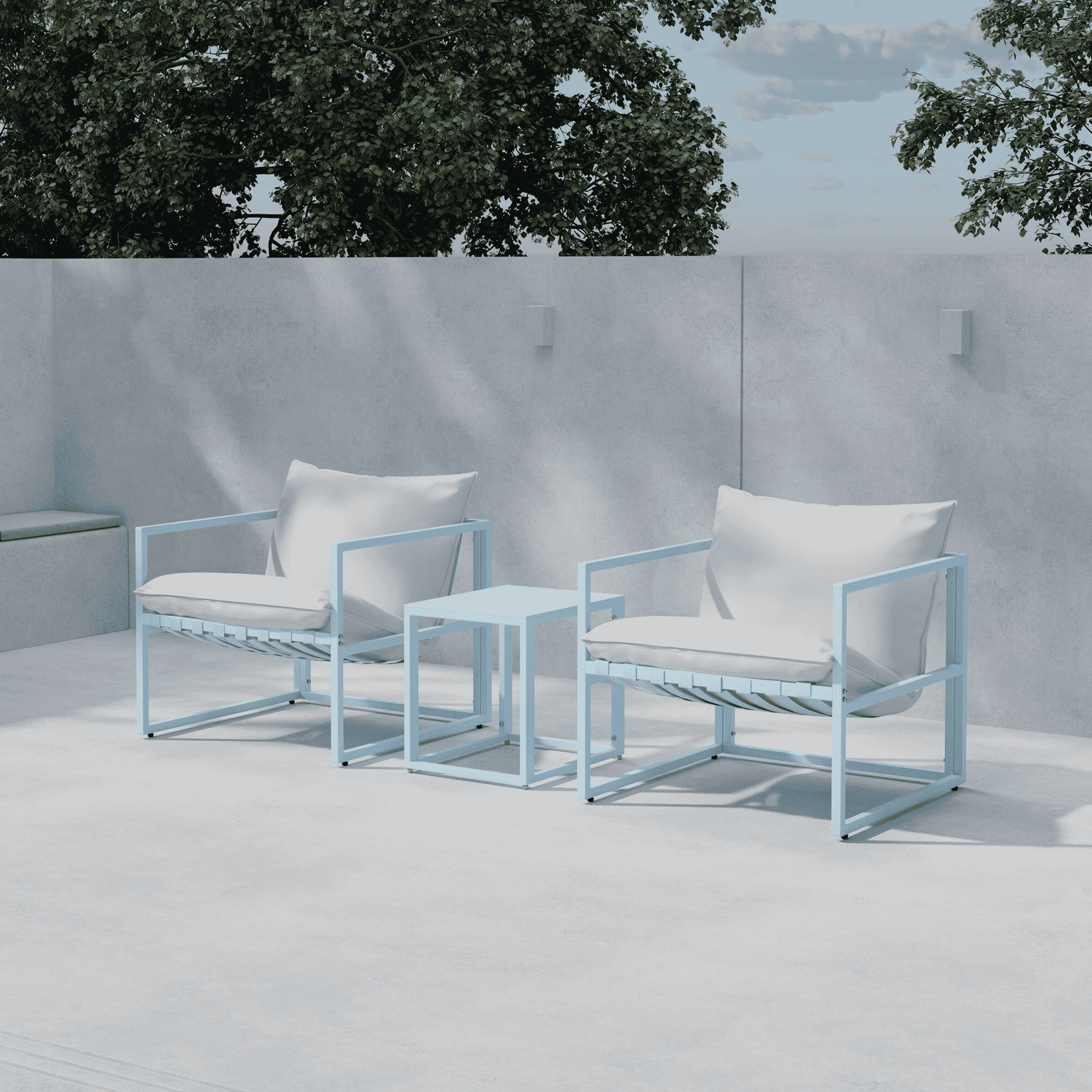 Nohr Kandie loungeset in lichtblauw – stijlvolle zitgroep voor terras, balkon of zwembad