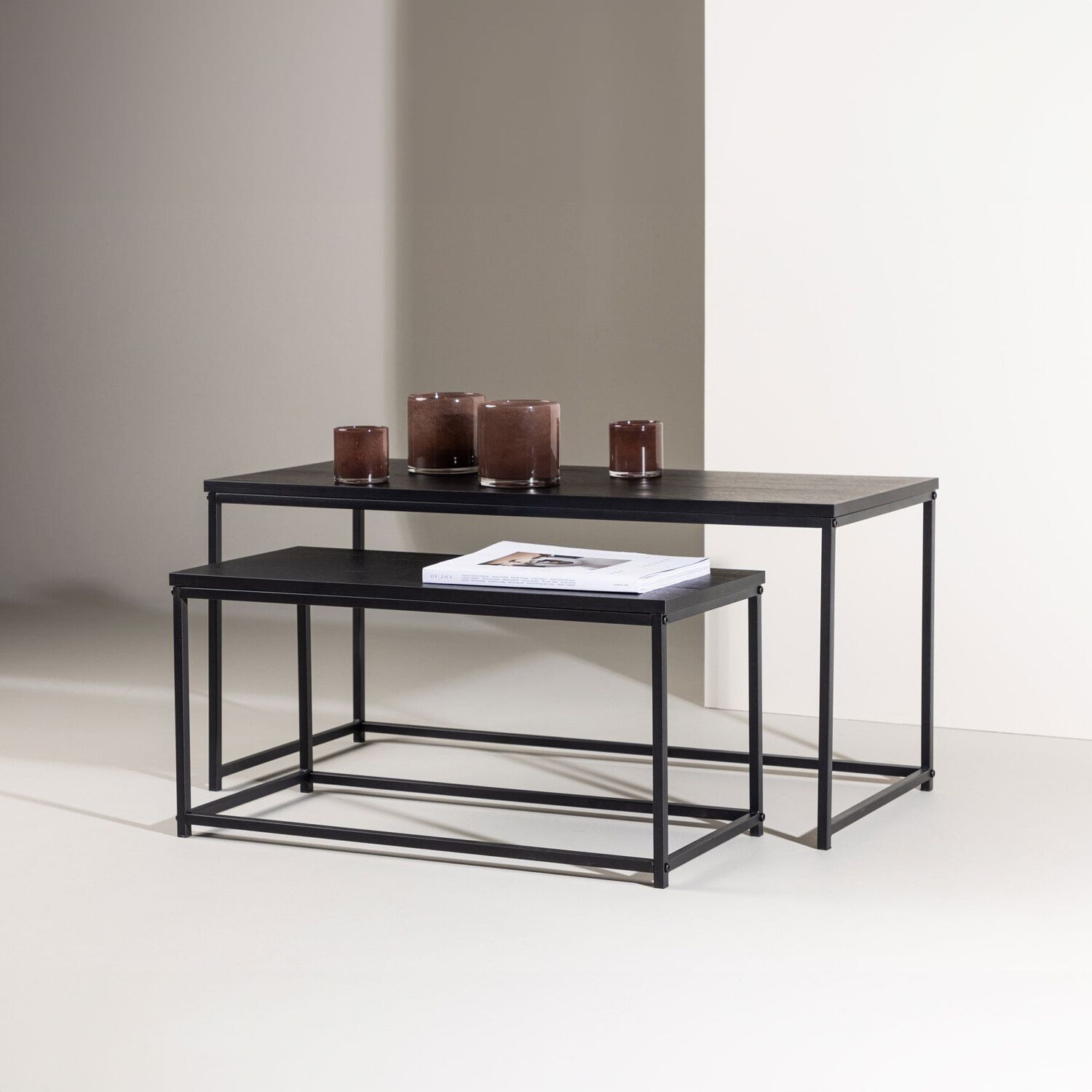 Nohr Keonte Salontafel Set – Moderne Elegantie in Zwart (2 stuks)