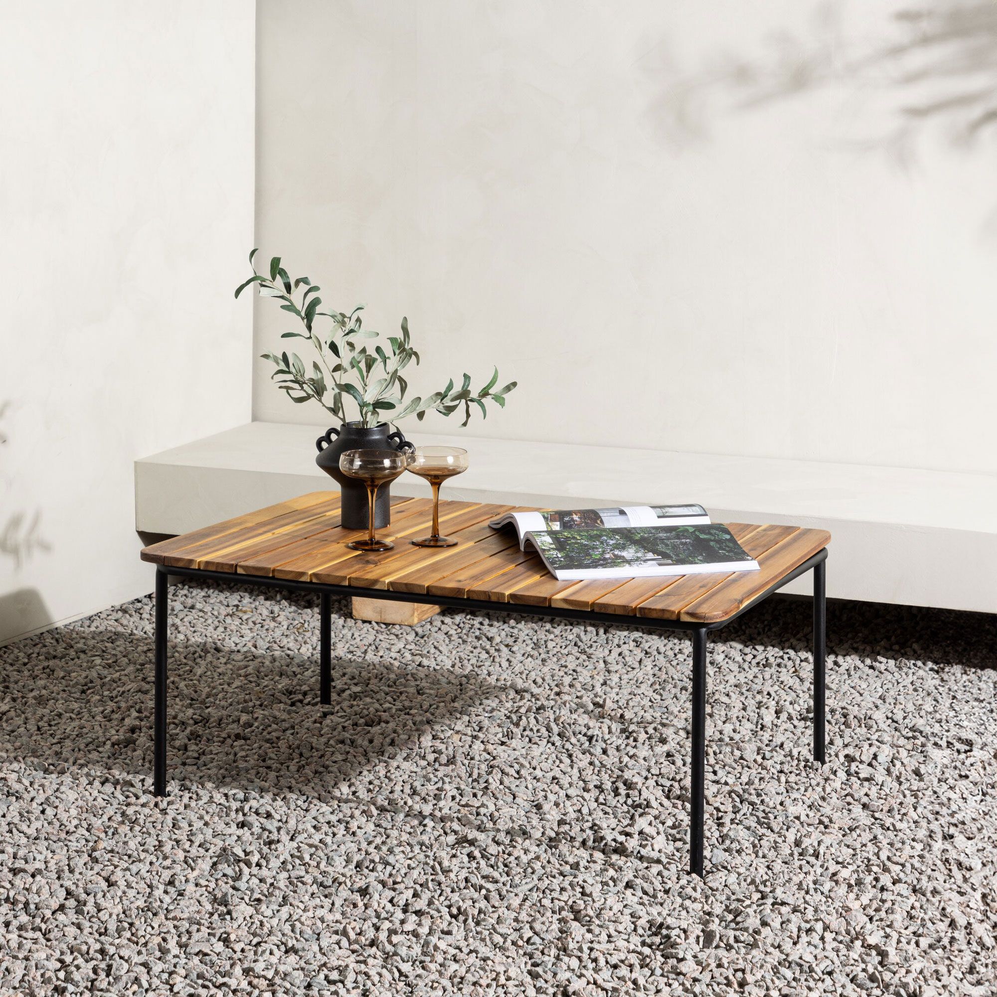 Nohr Lakysha Loungetafel van Acaciahout – Stijlvolle, Weerbestendige Salontafel voor Buiten (100 × 65 cm)
