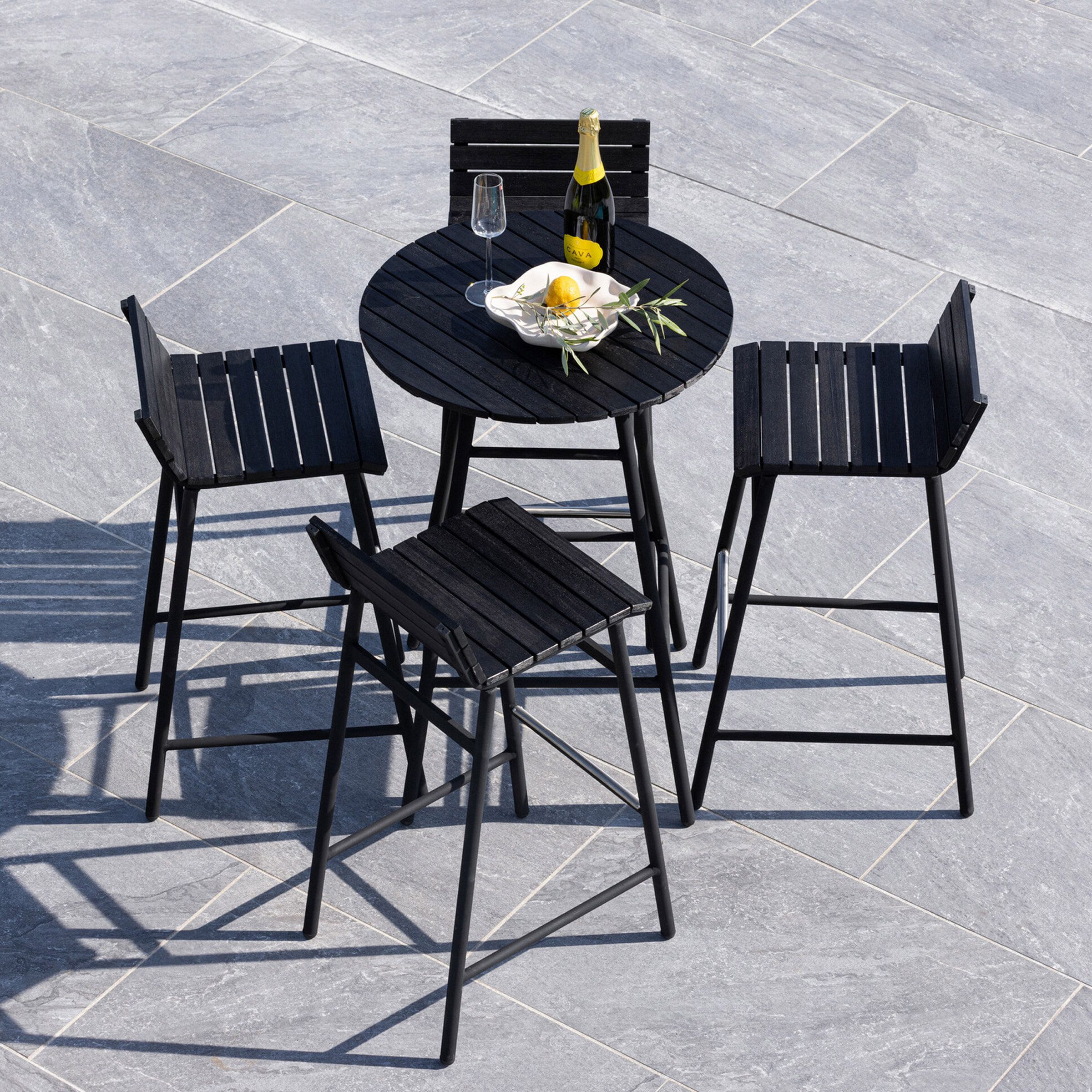 Nohr Larrisa Outdoor Barset – Zwarte Acaciahout Set voor de Tuin