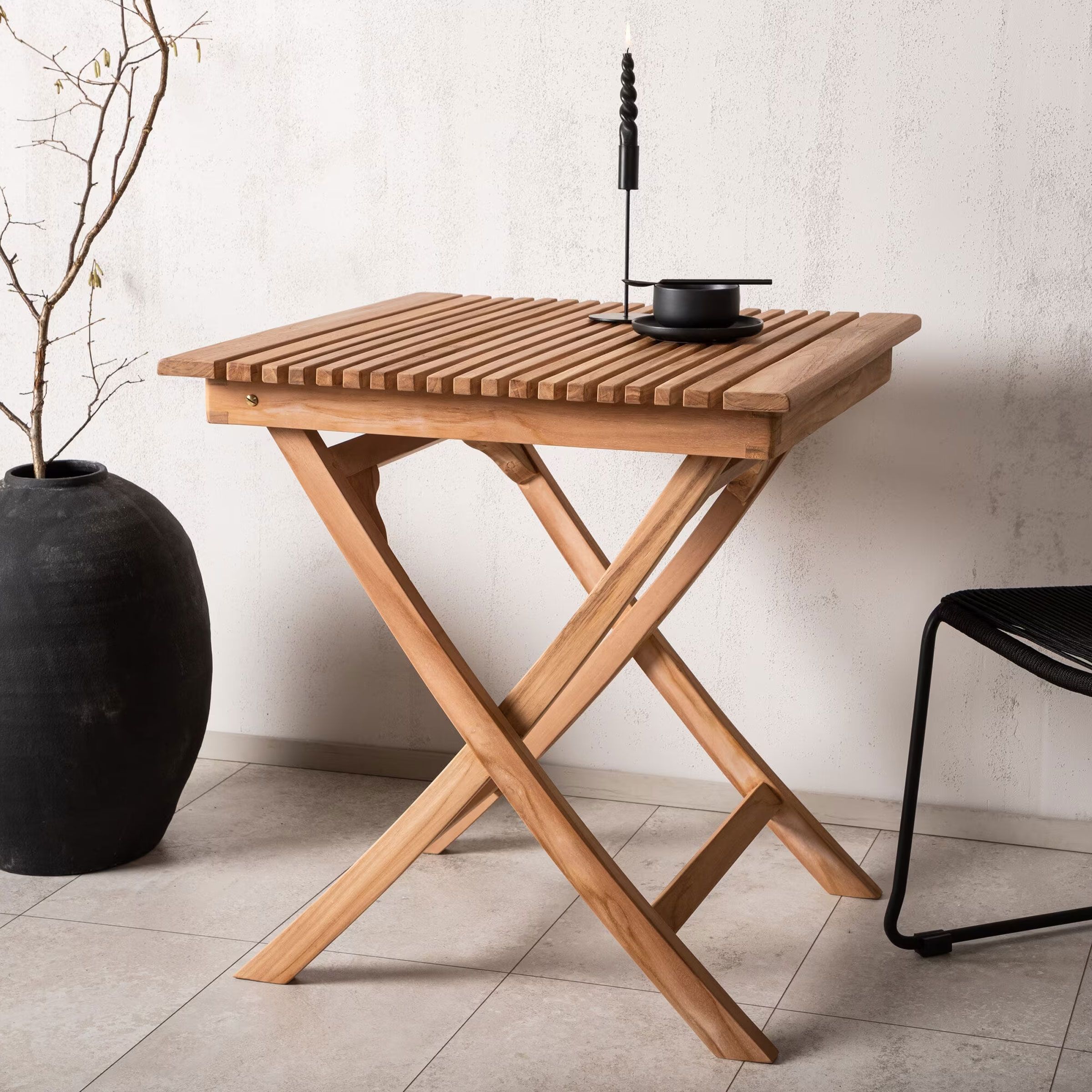 Nohr Leea Inklapbare Bistrotafel – Natuurlijk Teakhout, 70 × 70 cm