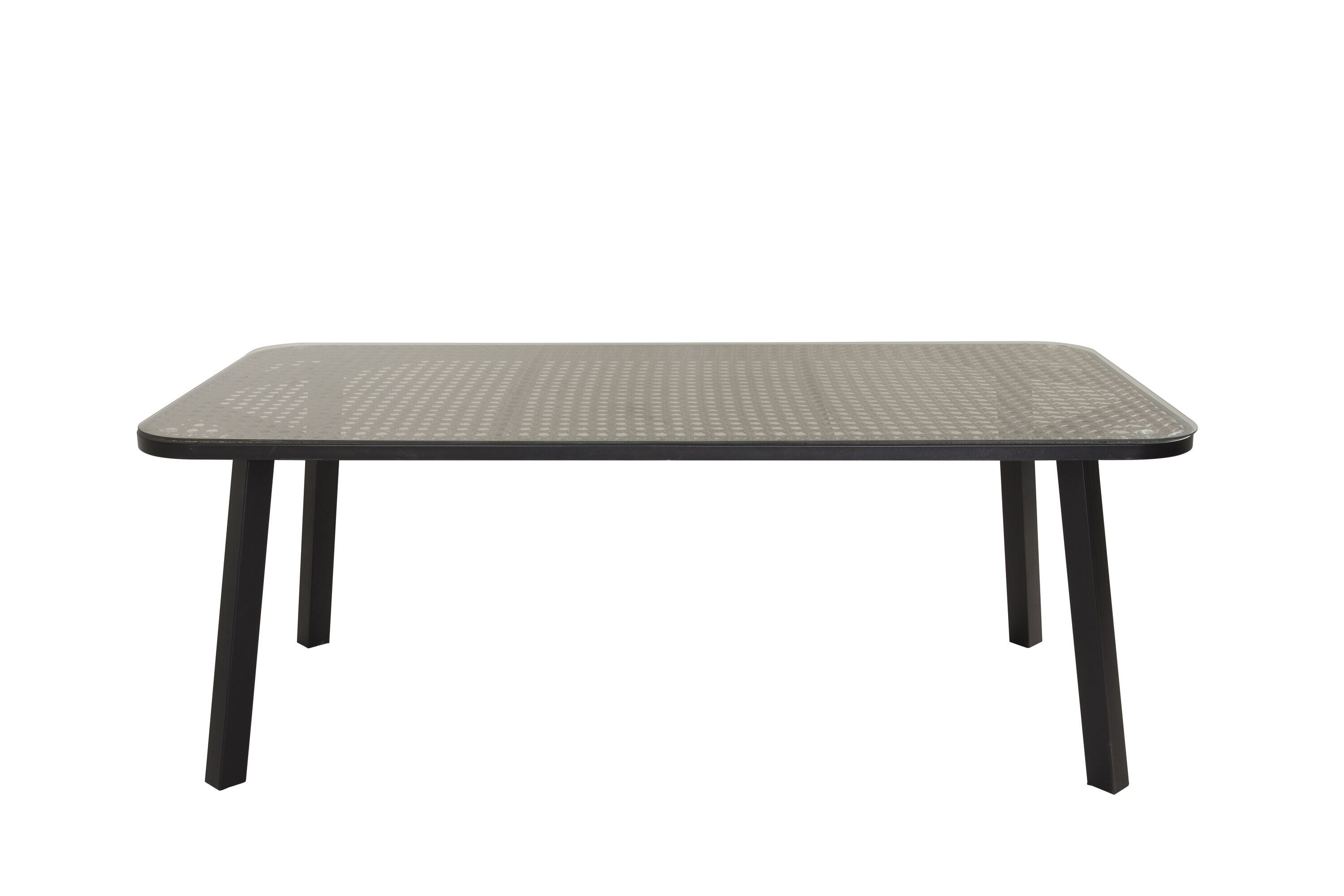 Nohr Leontyne Scandi Tuintafel – Glas & Wicker, 200 × 100 cm – Beige