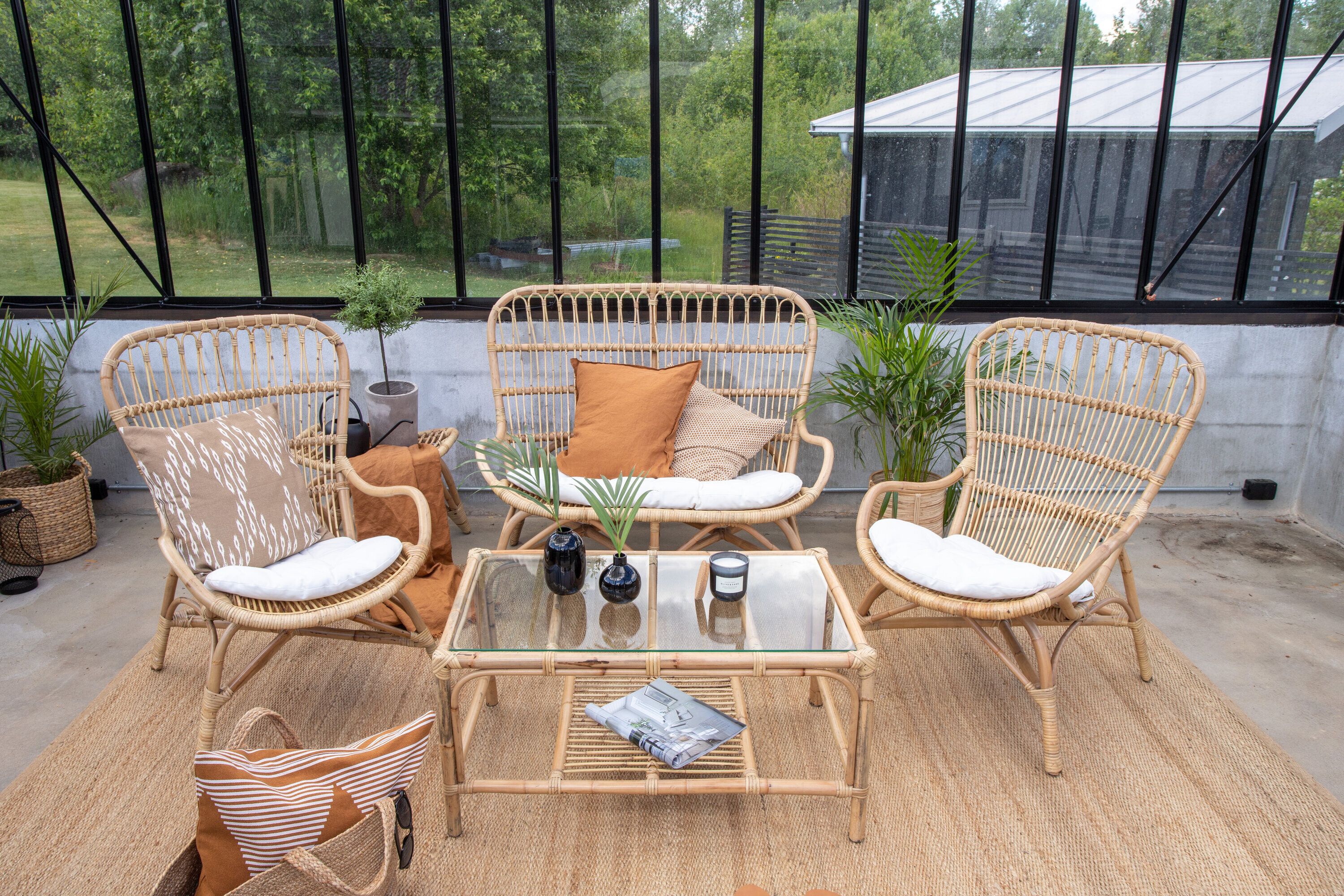 Nohr Loungeset Bronwen – Natuurlijke rotan lounge voor binnen en patio