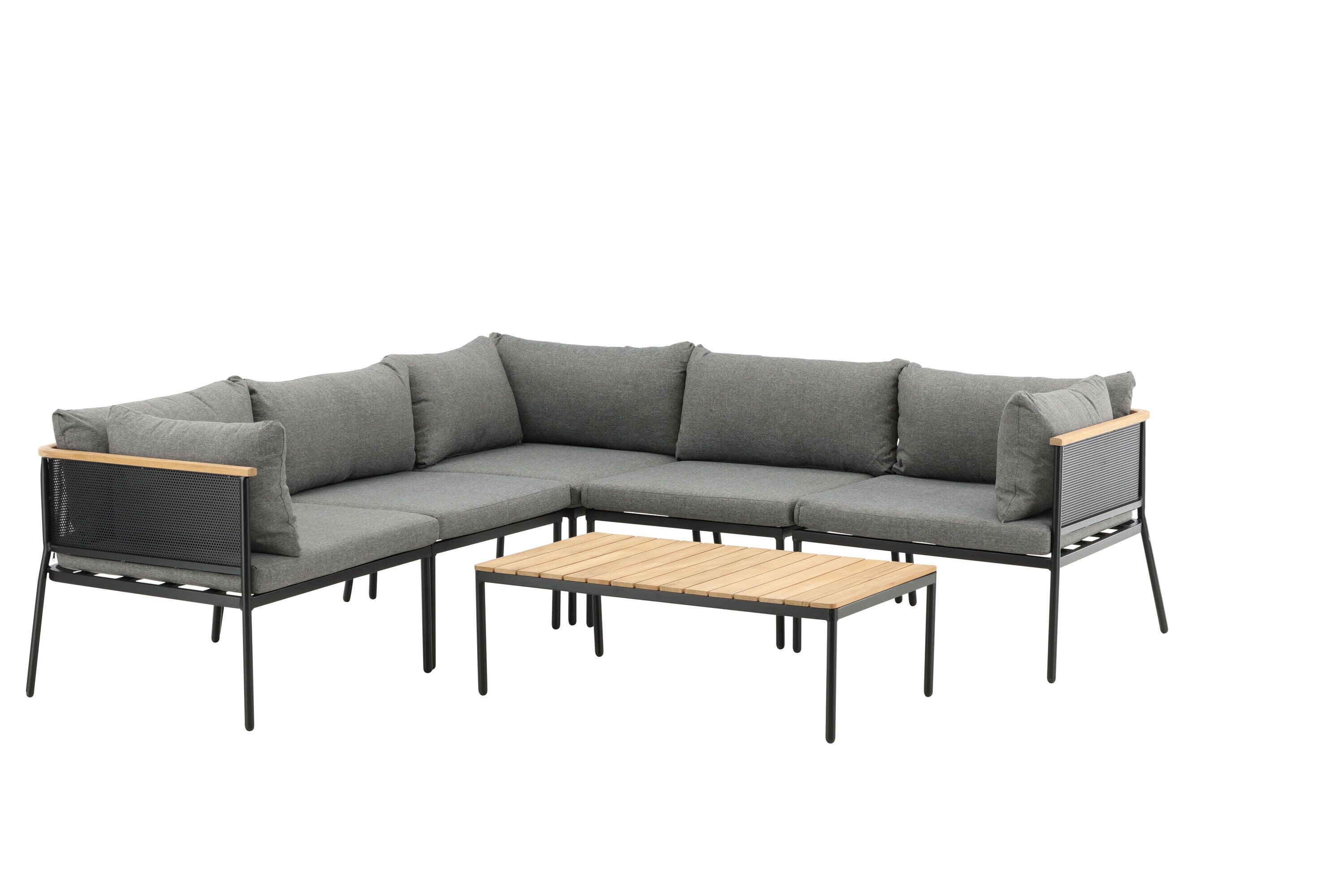 Nohr Loungeset Courtnee – Moderne hoekbank en salontafel in grijs‑zwart