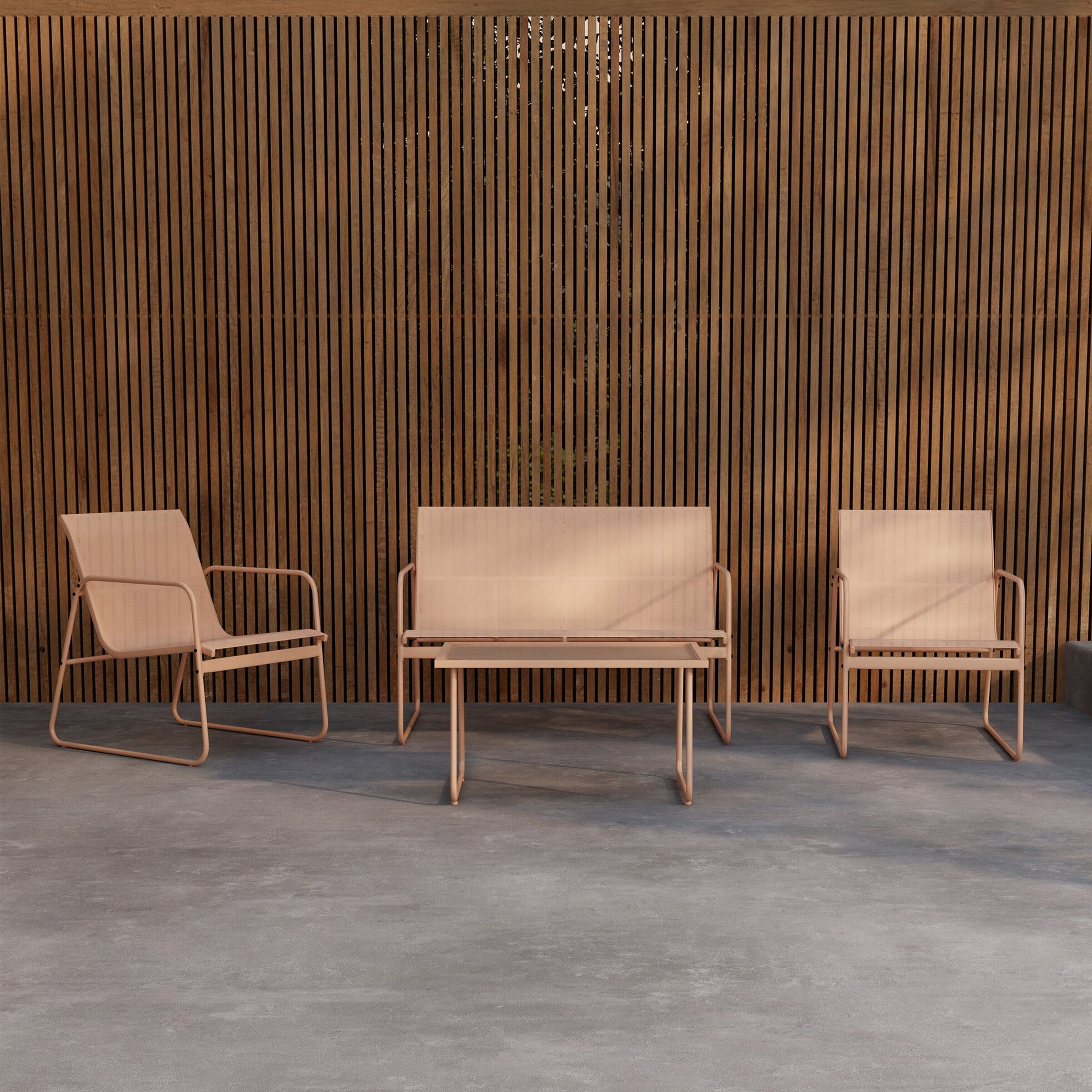Nohr Loungeset Karilynn – Elegante Buitenset in Beige met Bank, 2 Stoelen en Tafel