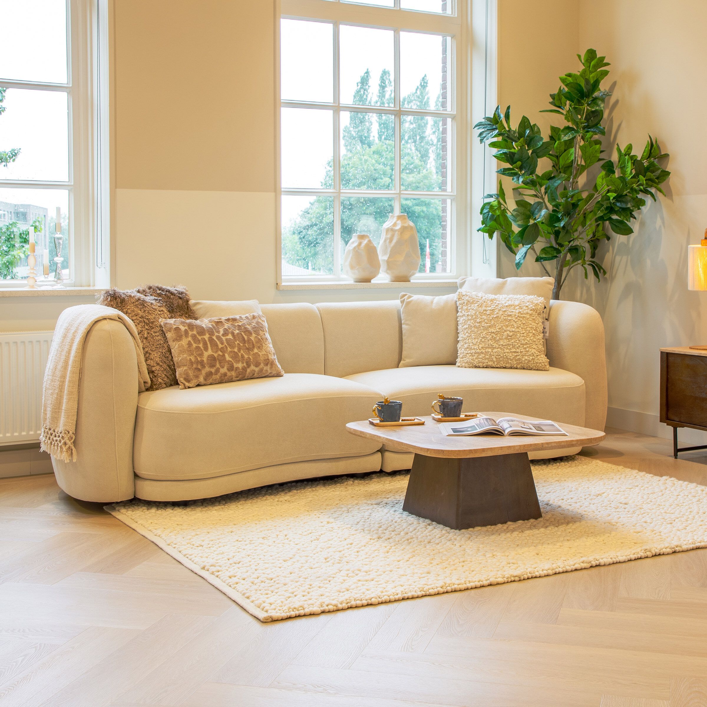 Nohr Macrina 3‑zitbank organisch Beige – eigentijdse elegantie voor jouw woonkamer