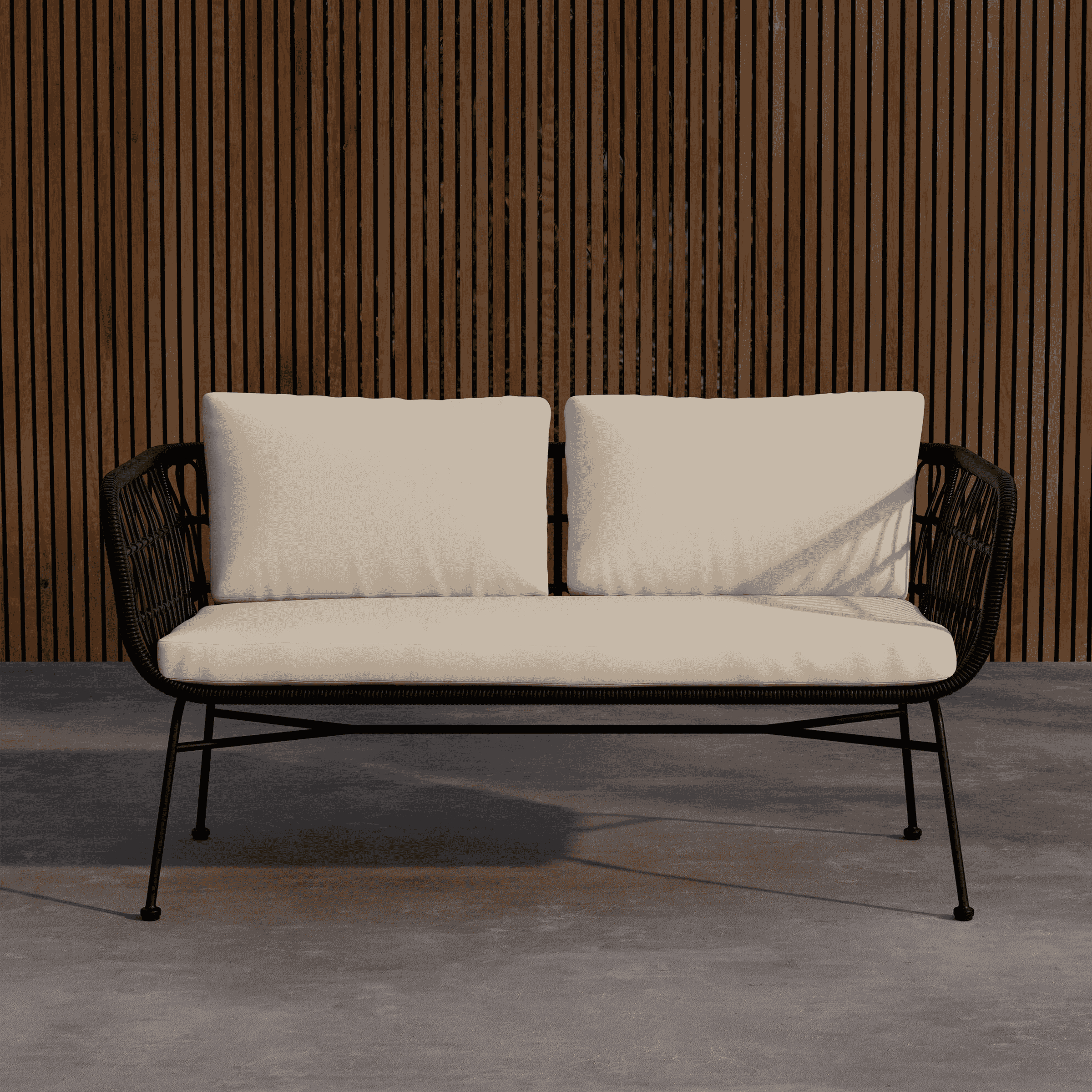 Nohr Marison 3‑zits Tuinbank – Modern Rattan Design in Zwart