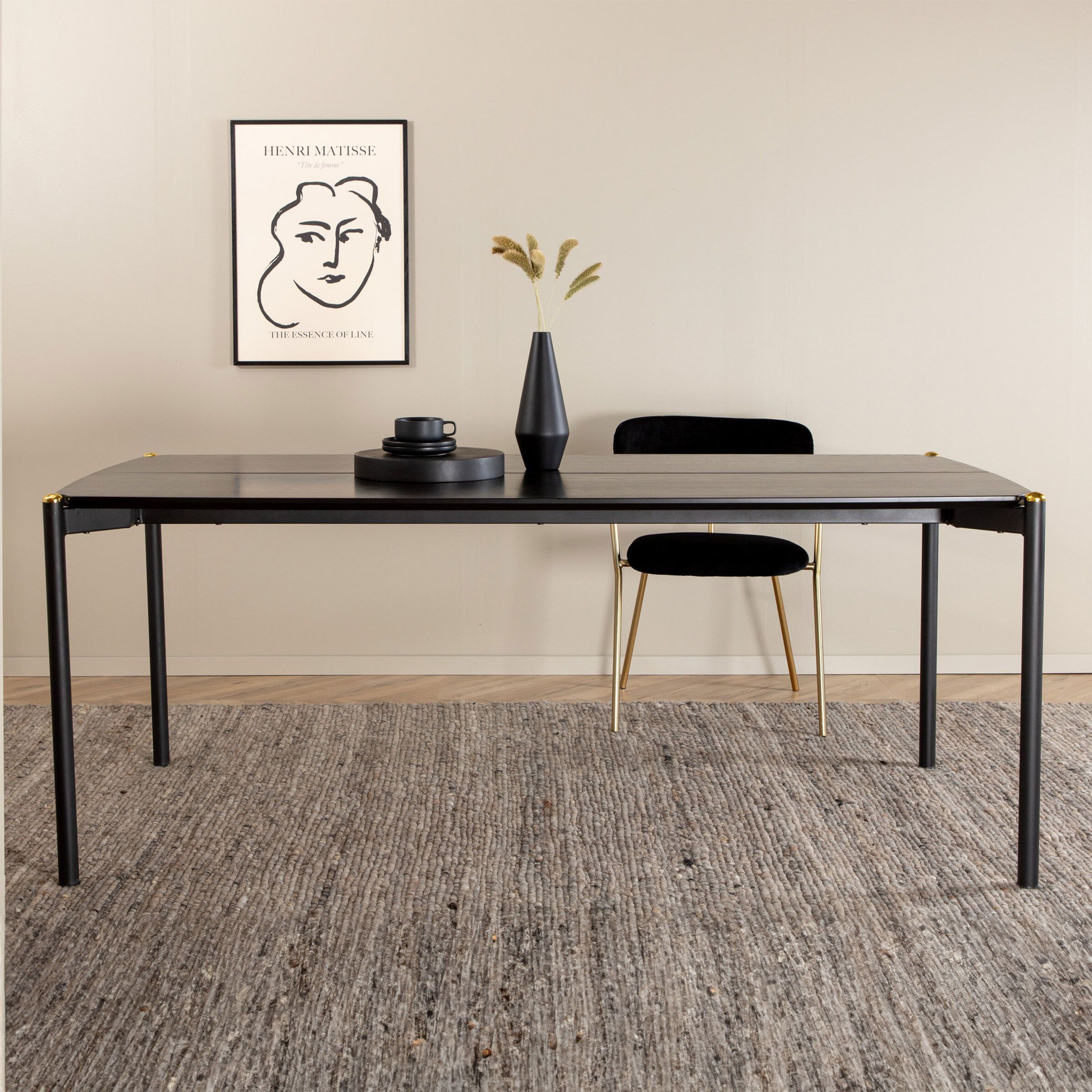 Nohr Mishell Eettafel – Strakke Zwarte MDF Tafel 190 × 90 cm