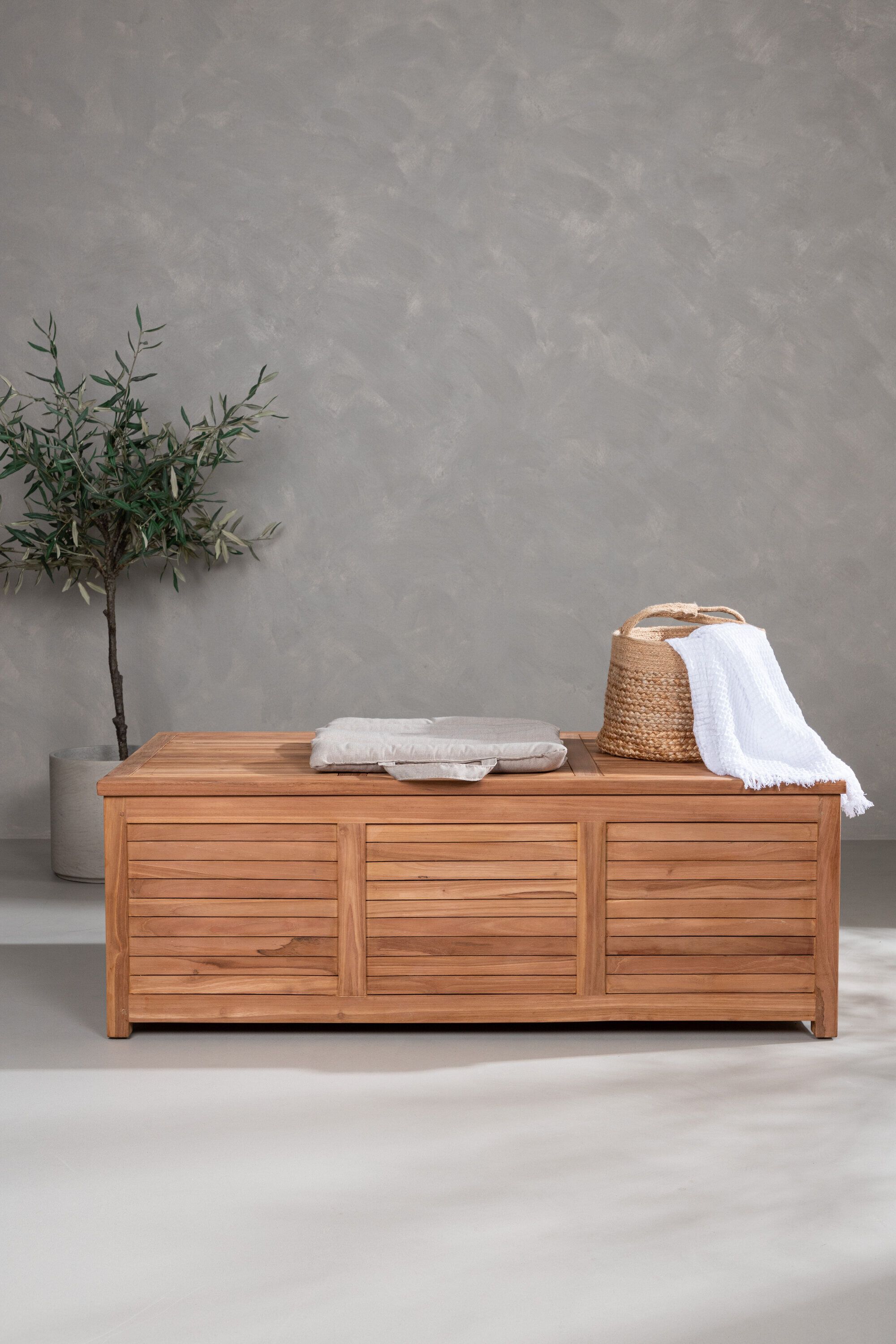 Nohr Opbergkist Ismeal – Robuuste teakhouten opbergoplossing 130 × 70 cm (Naturel)