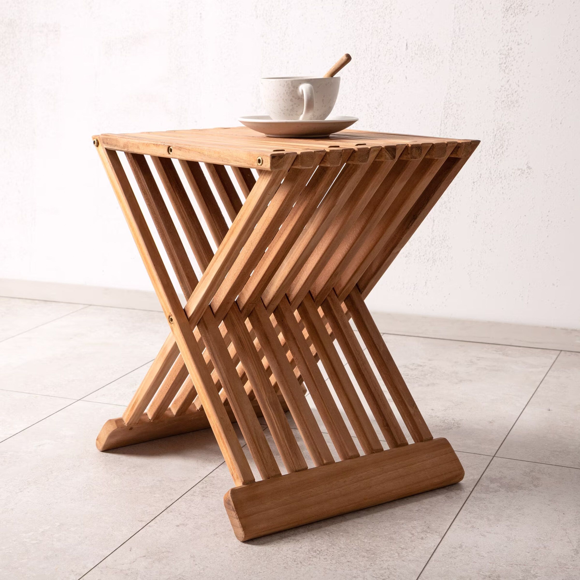 Nohr Outdoor Inklapbare Bijzettafel Leea – 40 × 40 cm, Naturel Teakhout