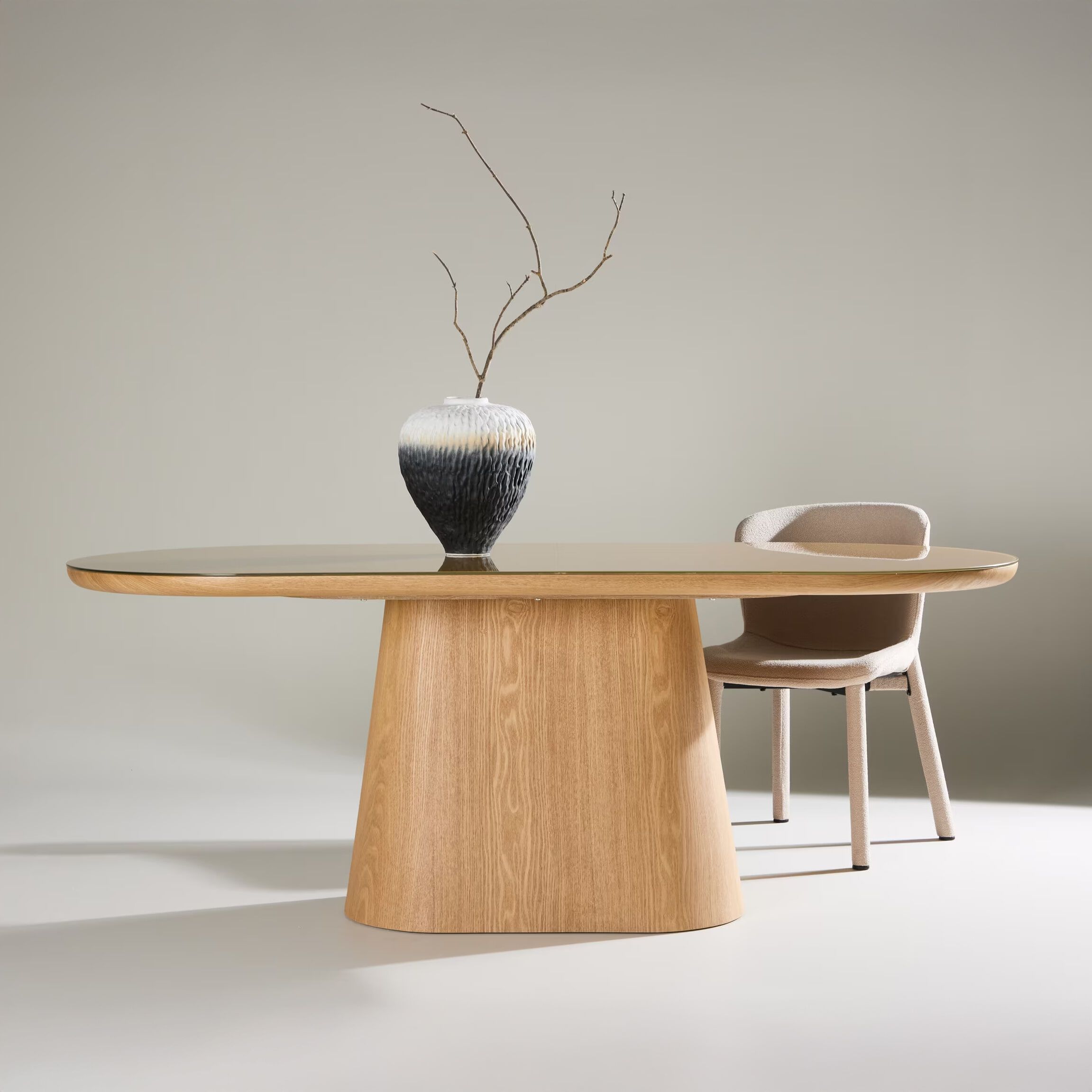 Nohr Ovale Eettafel Nateshia – 200×90 cm, natureel glasblad