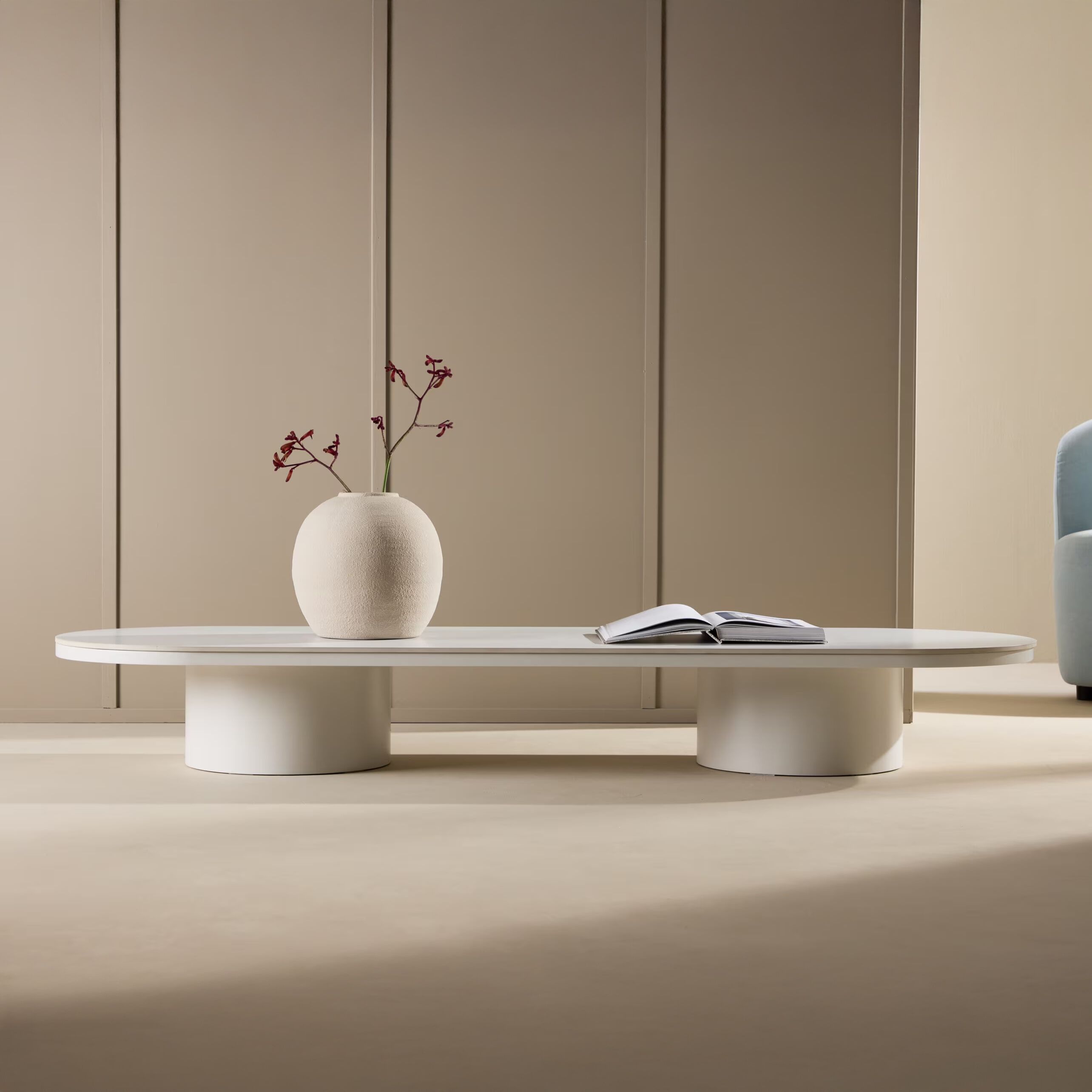 Nohr Ovale Salontafel Shundrika – Moderne Grijze Steenlook, 190×60 cm