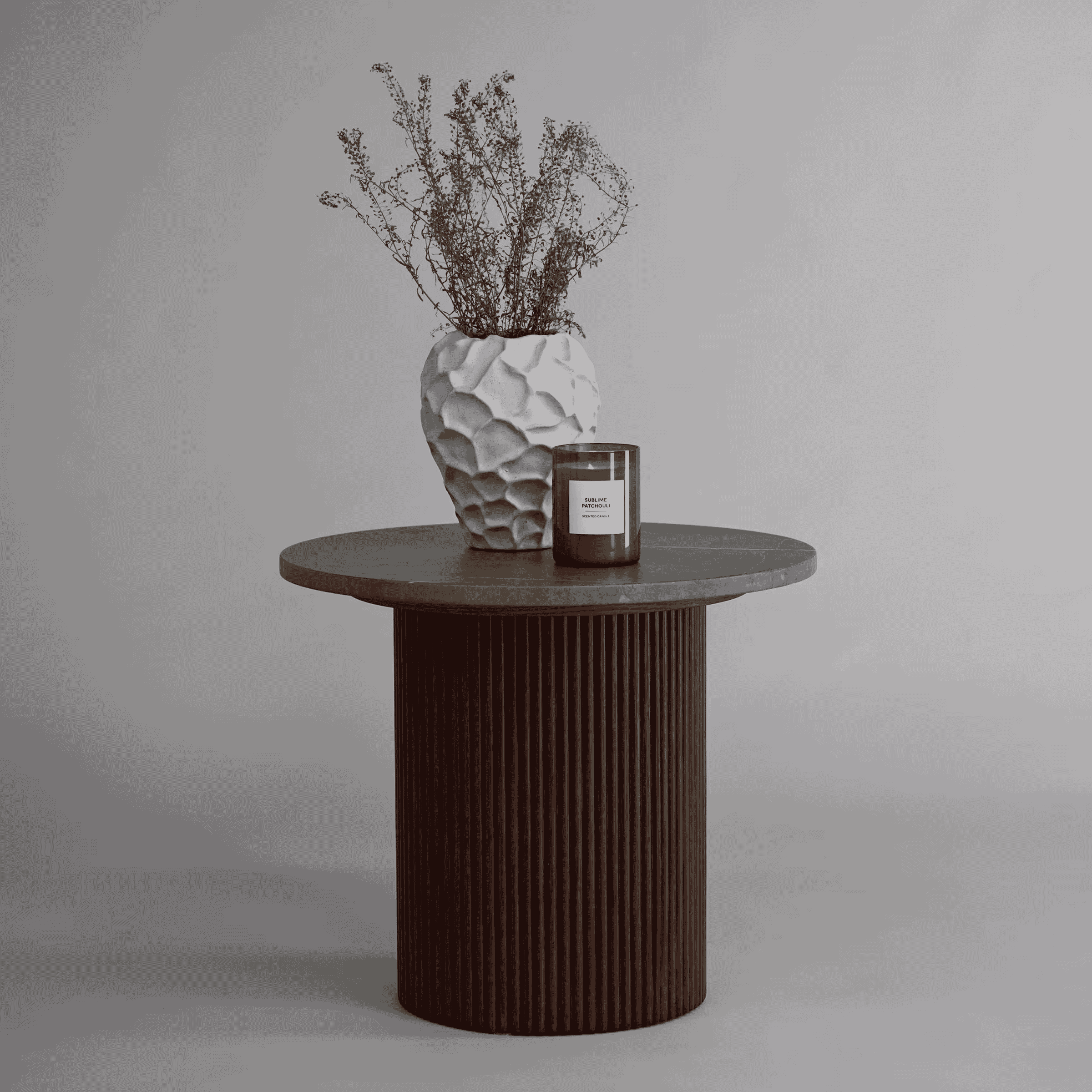 Nohr ronde bijzettafel Adrin – luxe marmerlook in walnoot