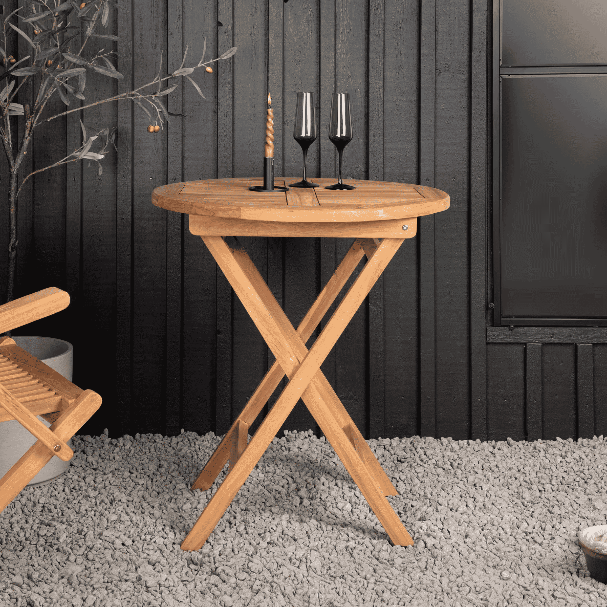 Nohr Ronde Bistotafel Amberia – 70 cm Teakhouten Cafétafel voor Terras en Balkon