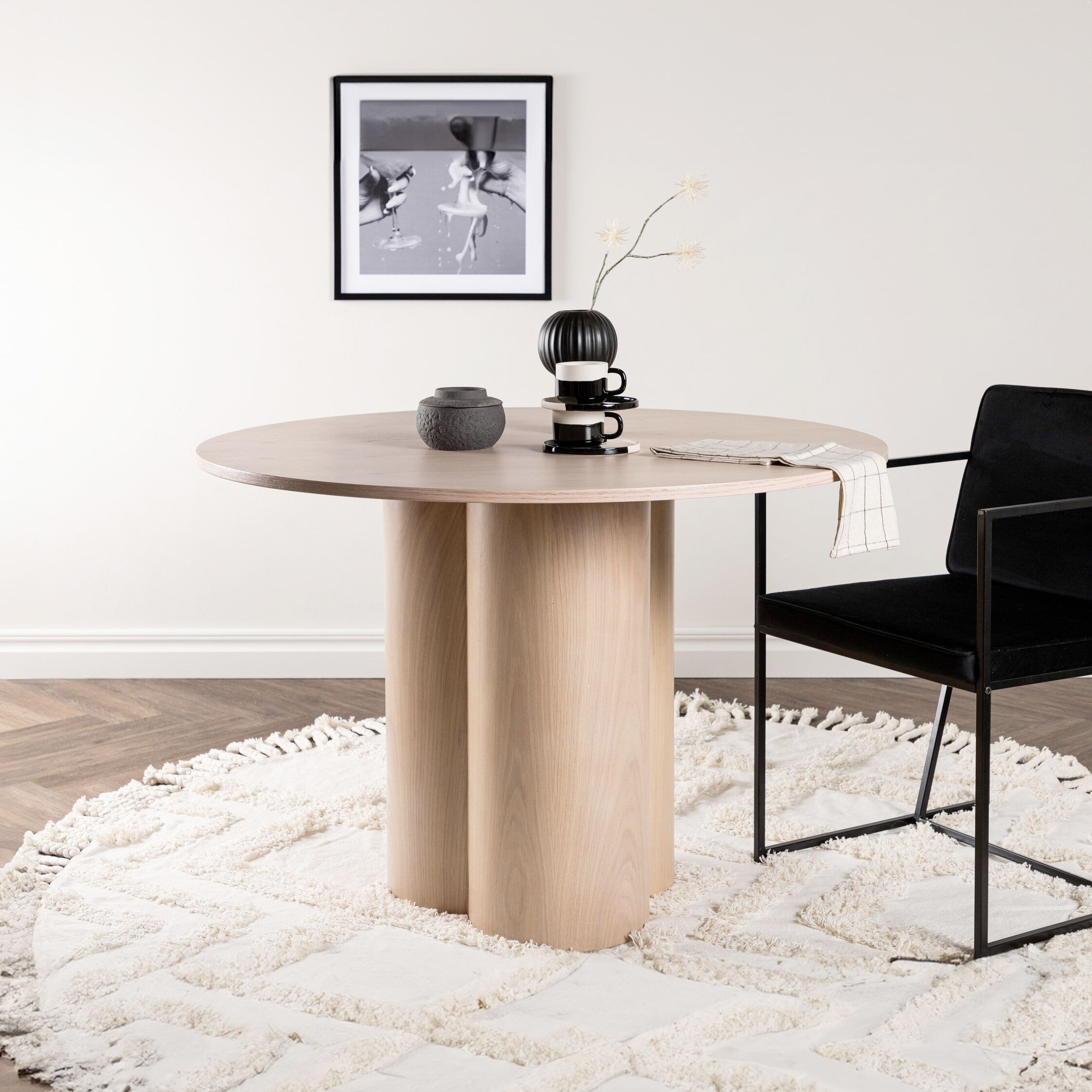 Nohr Ronde Eettafel Anh 110 cm – Whitewash: Elegante en compacte eetoplossing