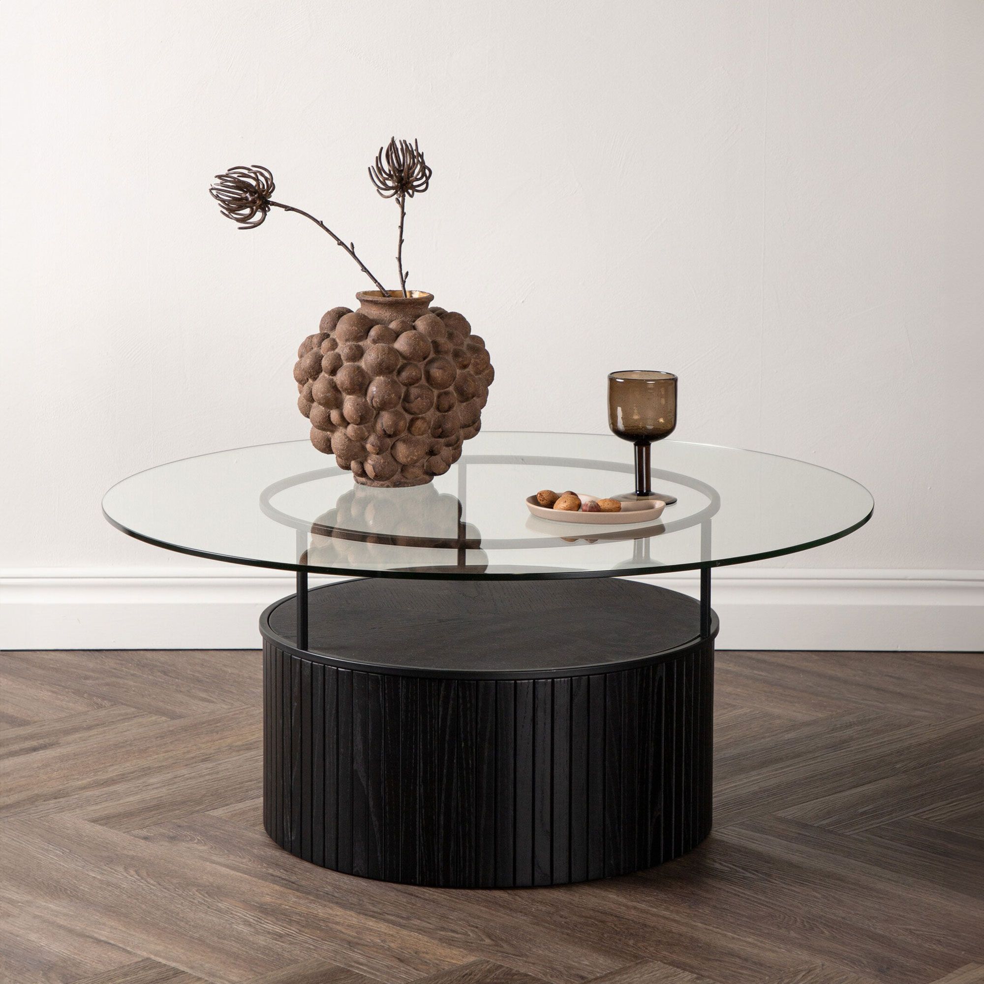 Nohr ronde salontafel Jilliam – Zwart glas, 90 cm