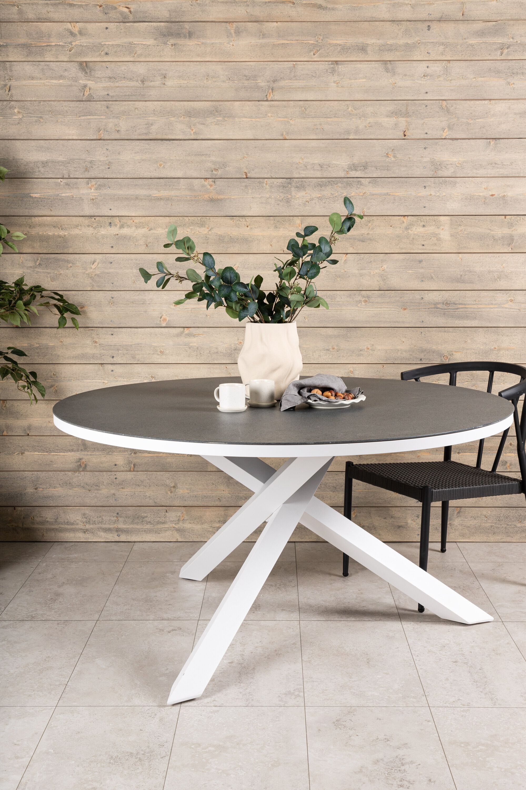 Nohr ronde tuintafel Lasheka 140 cm – strak design in wit en grijs