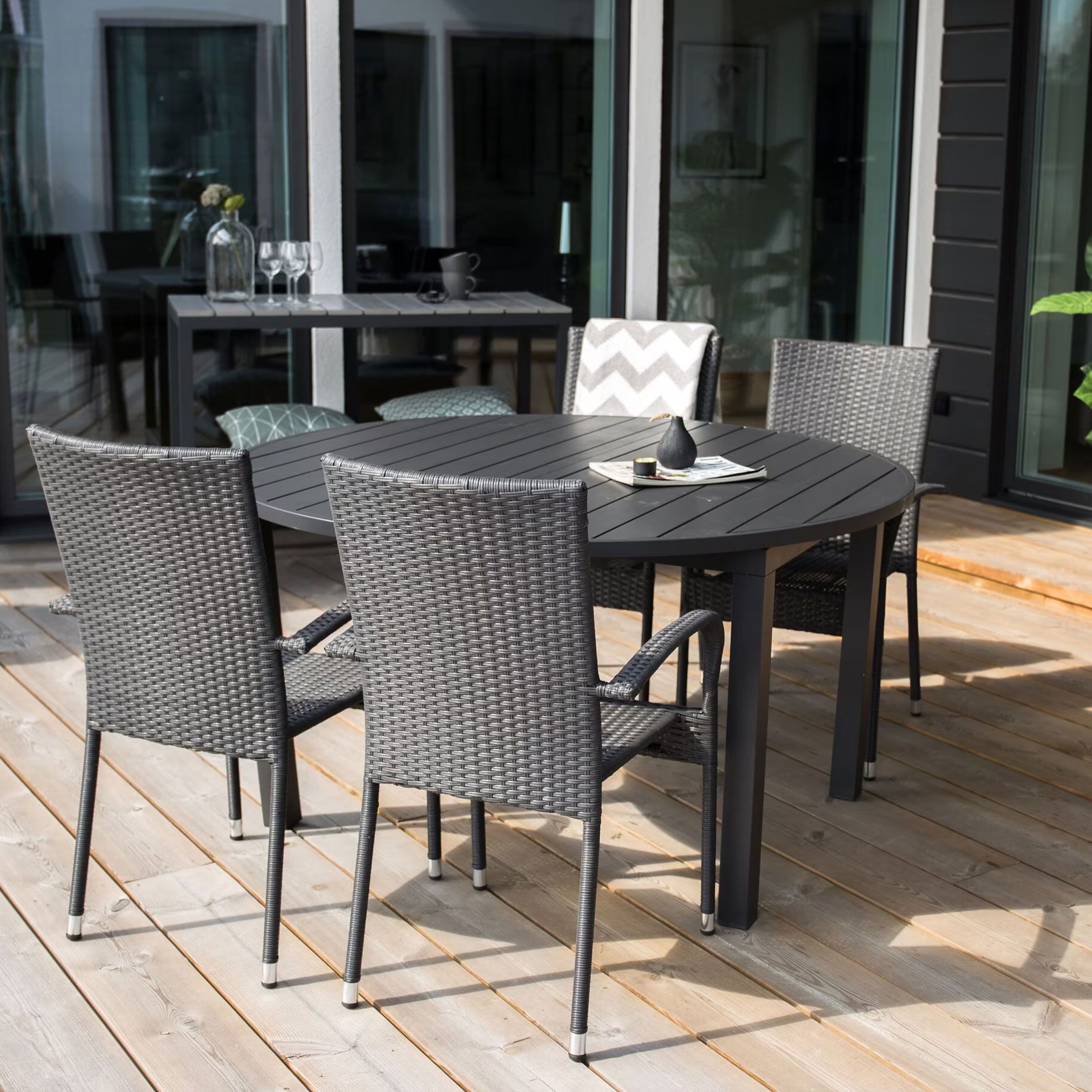 Nohr Ronde Tuintafel Tion – Zwarte Aluminium Tafel, 140‑190 cm
