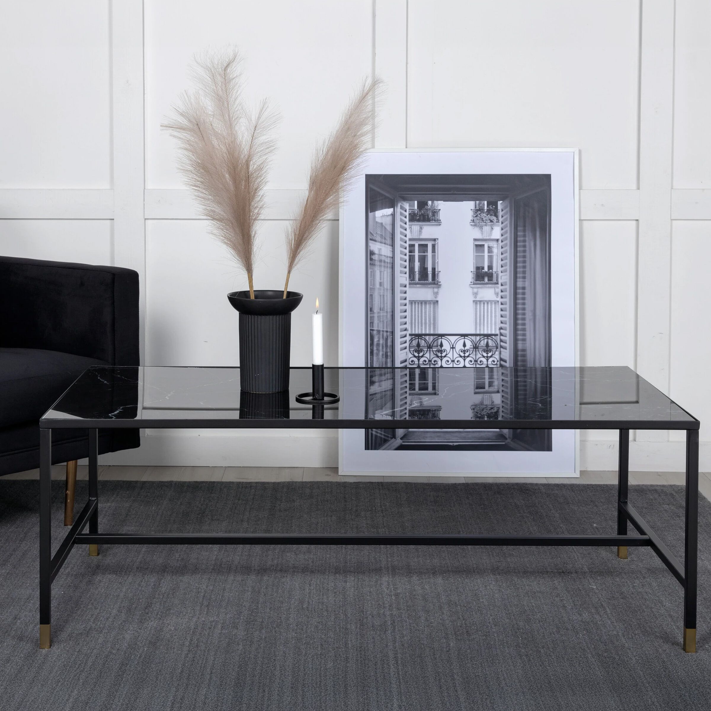 Nohr Salontafel Shaindy – Moderne Marmerlook in Zwart met Gouden Accenten
