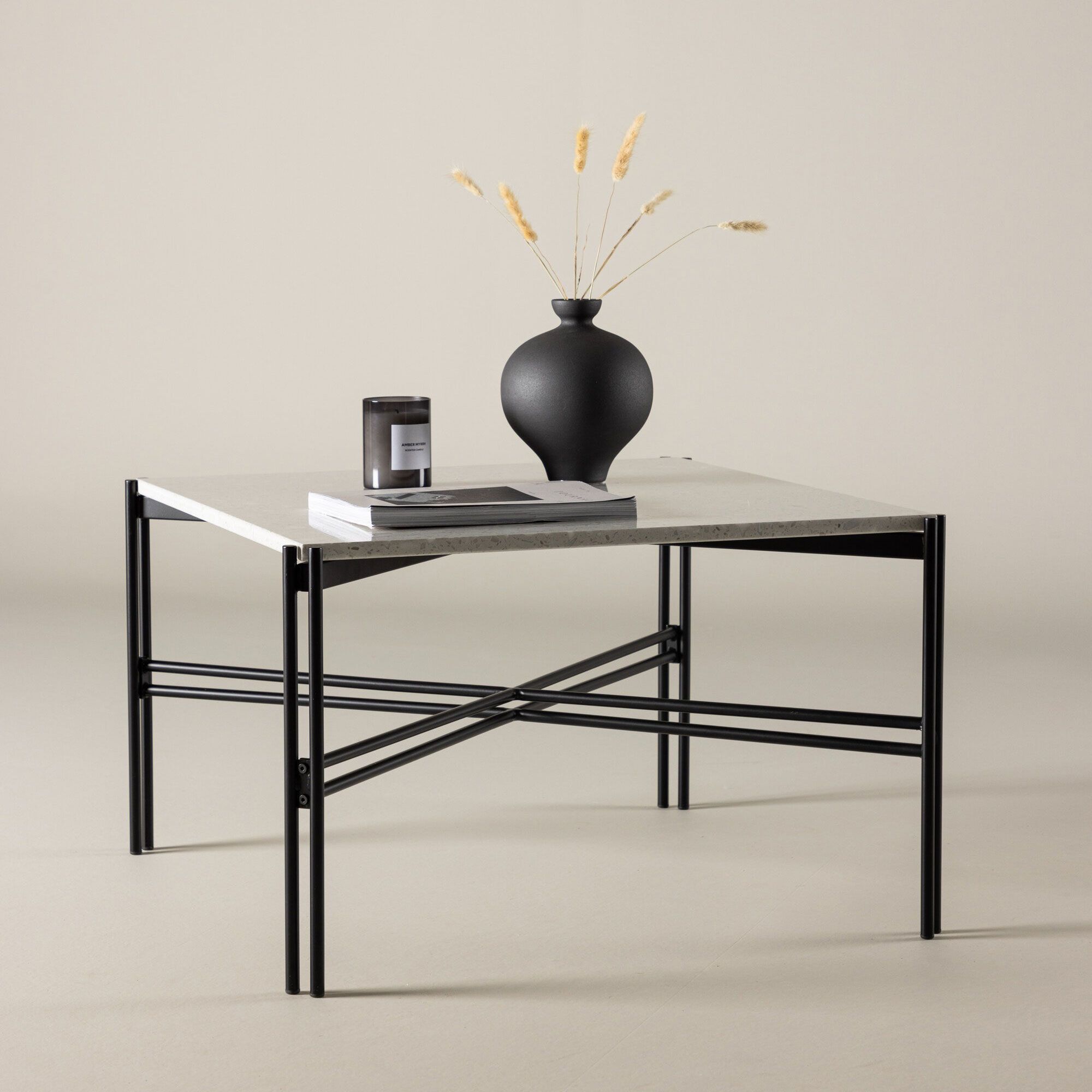 Nohr Salontafel Yasemin Terrazzo – Wit, 75 × 75 cm, Vierkant
