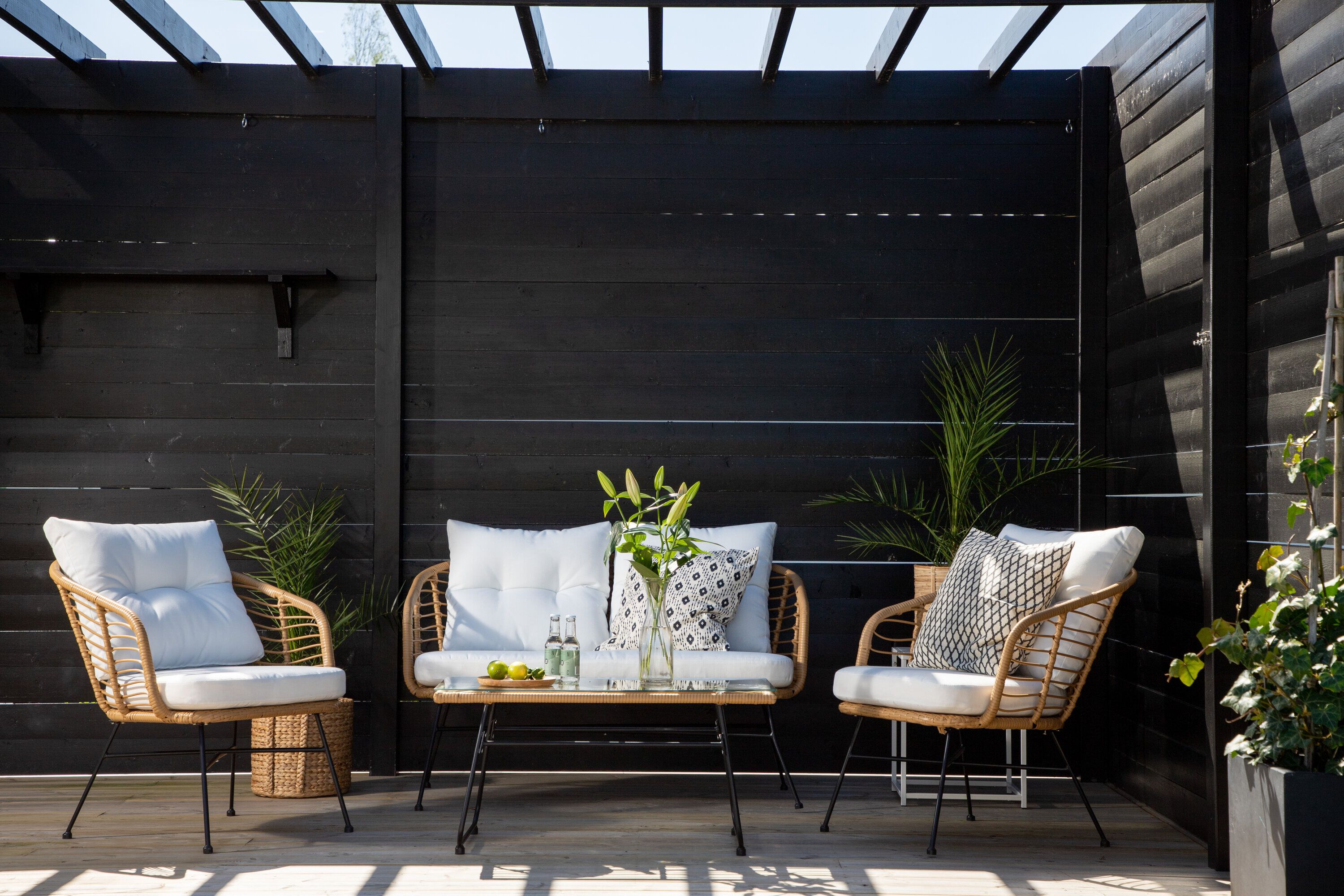 Nohr Samantah Loungeset – Moderne patiolounge in grijs met bank, 2 fauteuils en glazen salontafel