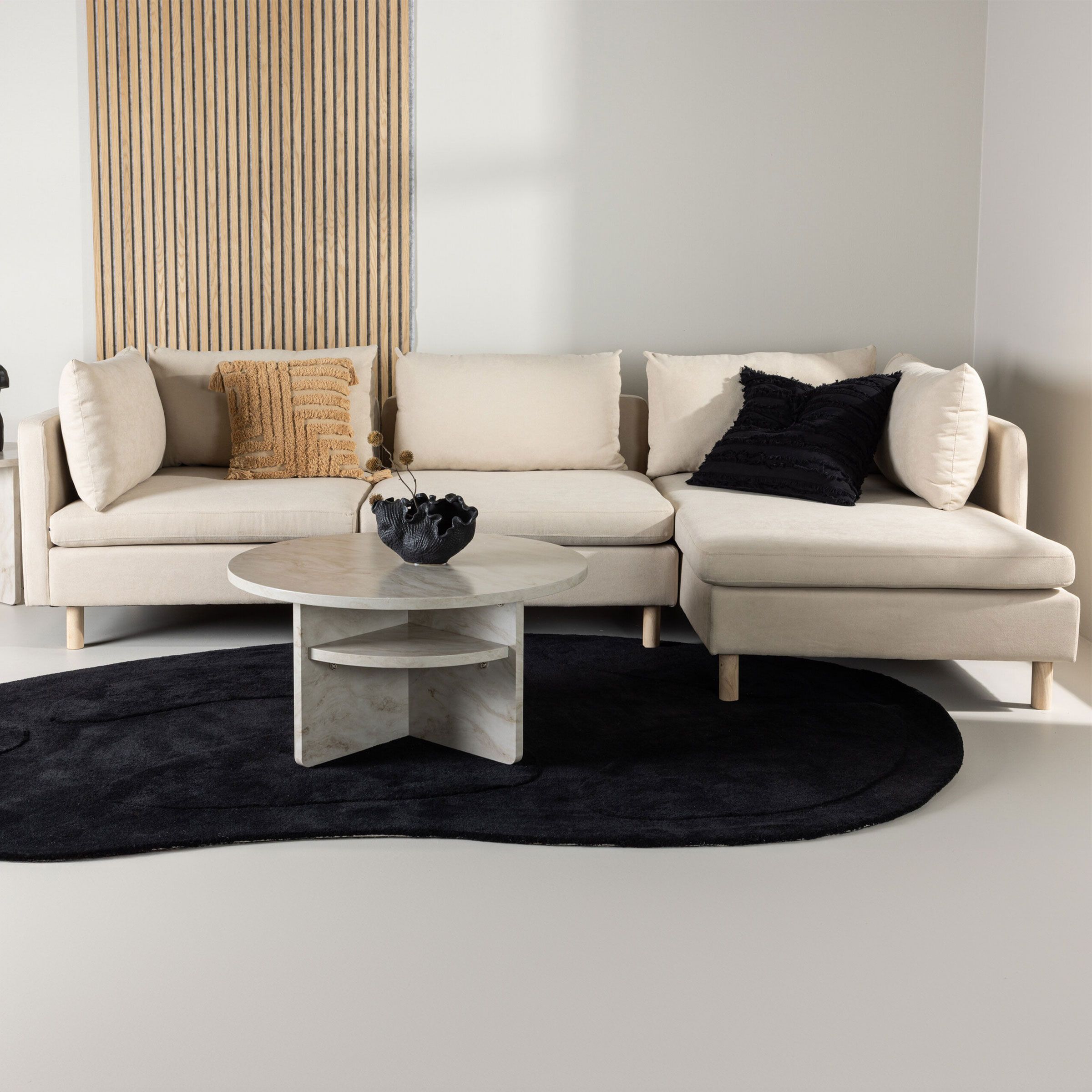 Nohr Sharen 3‑zit Loungebank – Beige, rechtsdraaiend