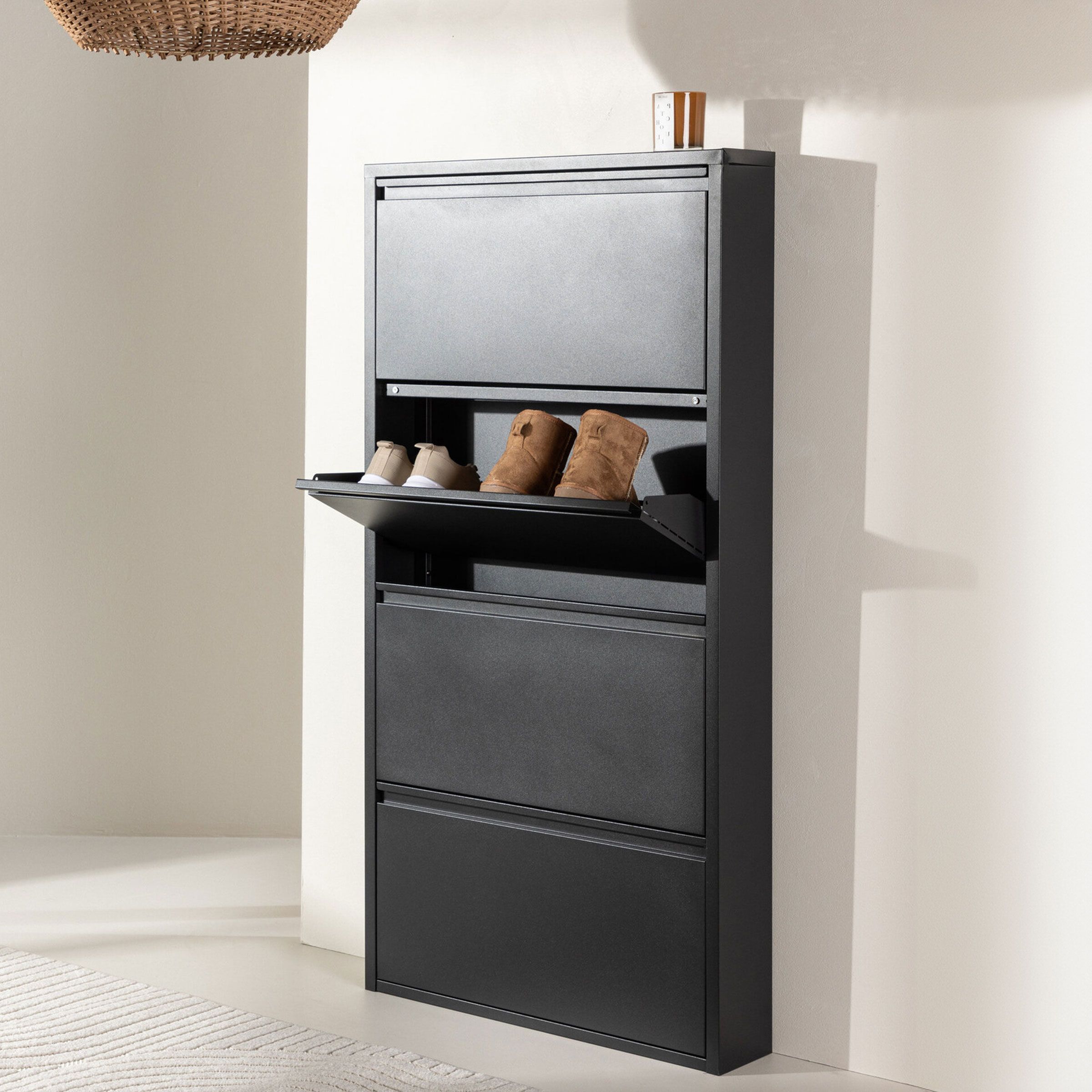 Nohr Shirell Zwarte Schoenenkast – Compact, Stijlvol en Functioneel
