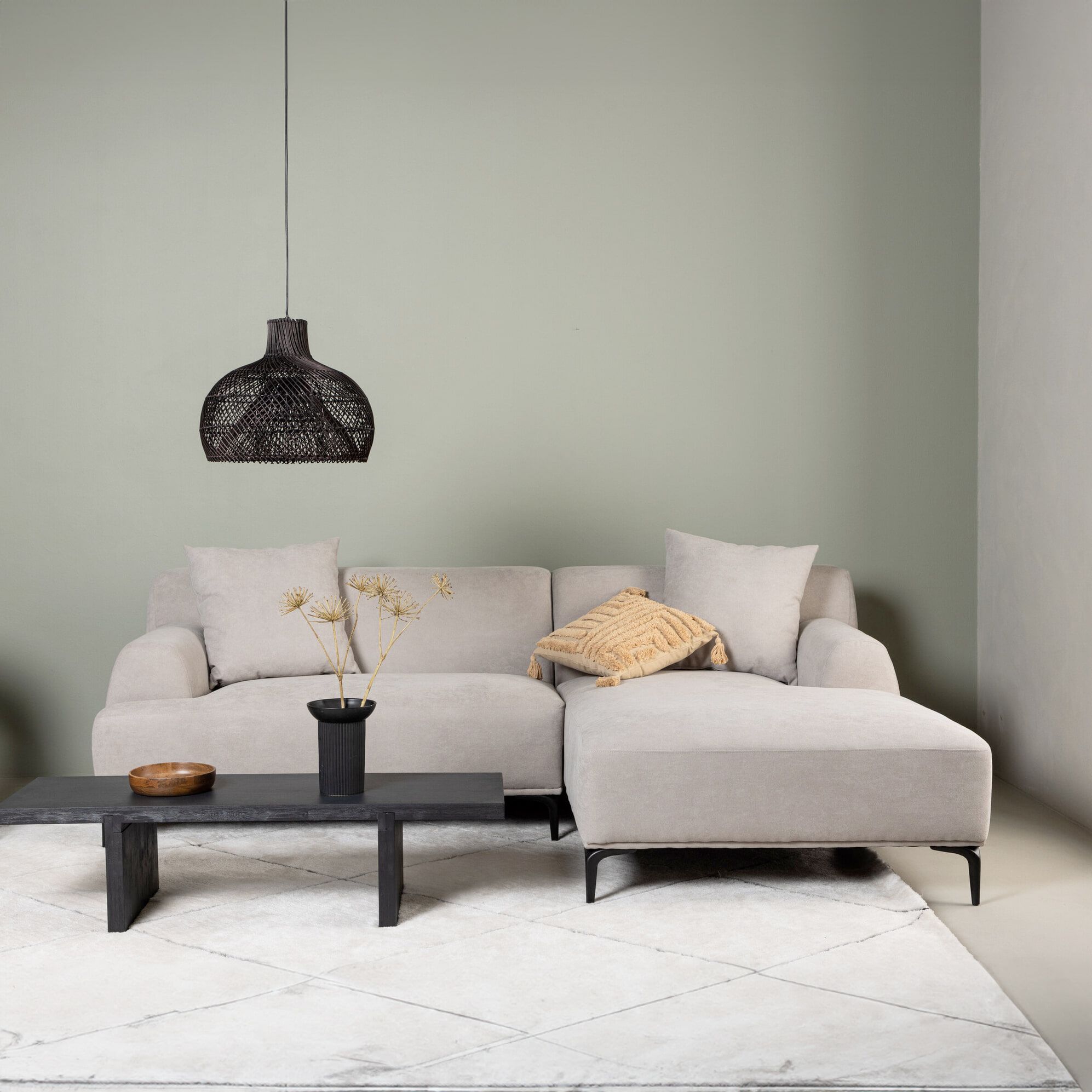 Nohr Tacora 3‑zits loungbank rechts – Lichtgrijs, 242 cm