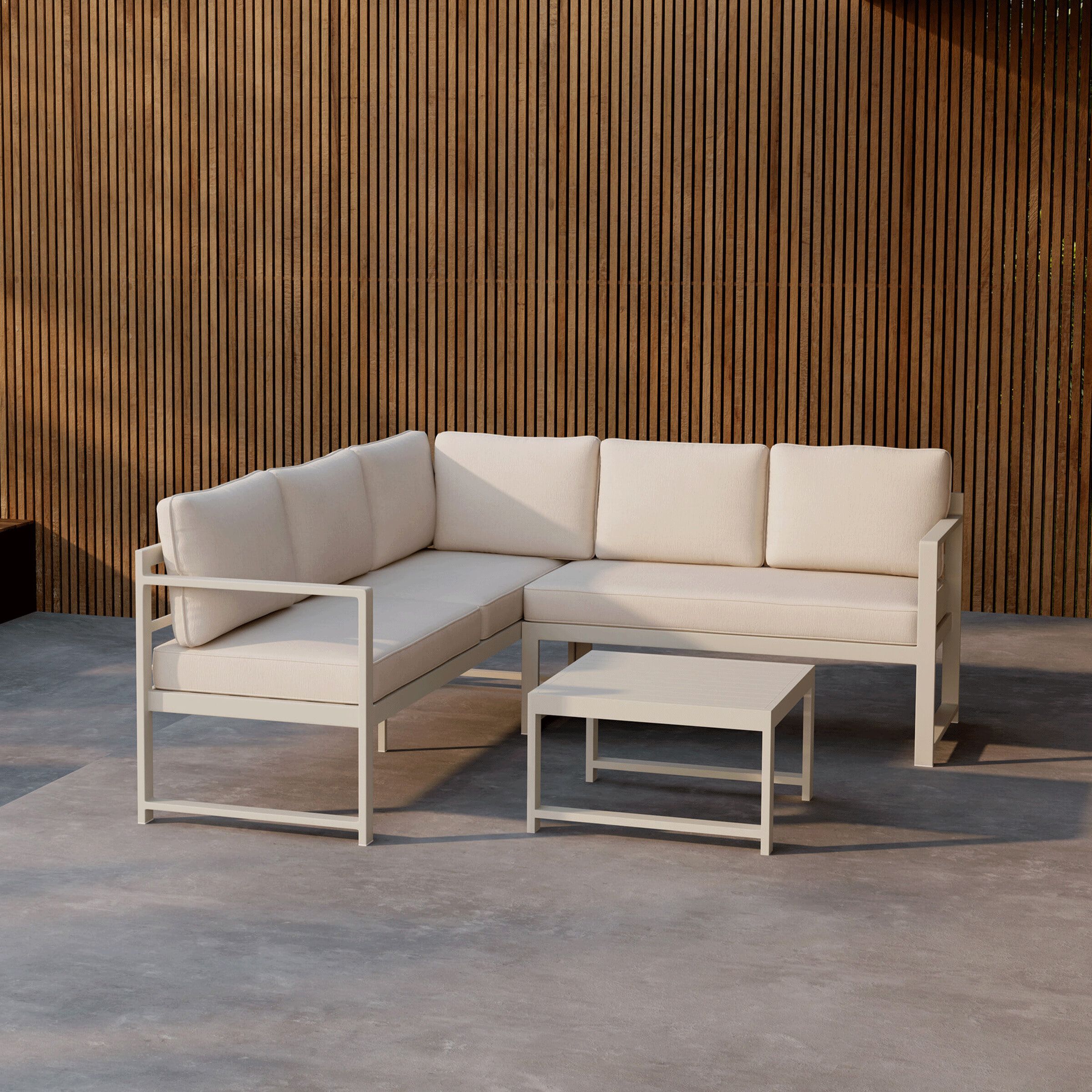 Nohr Terah Loungeset – Moderne Hoekbank en Tafel in Elegant Beige