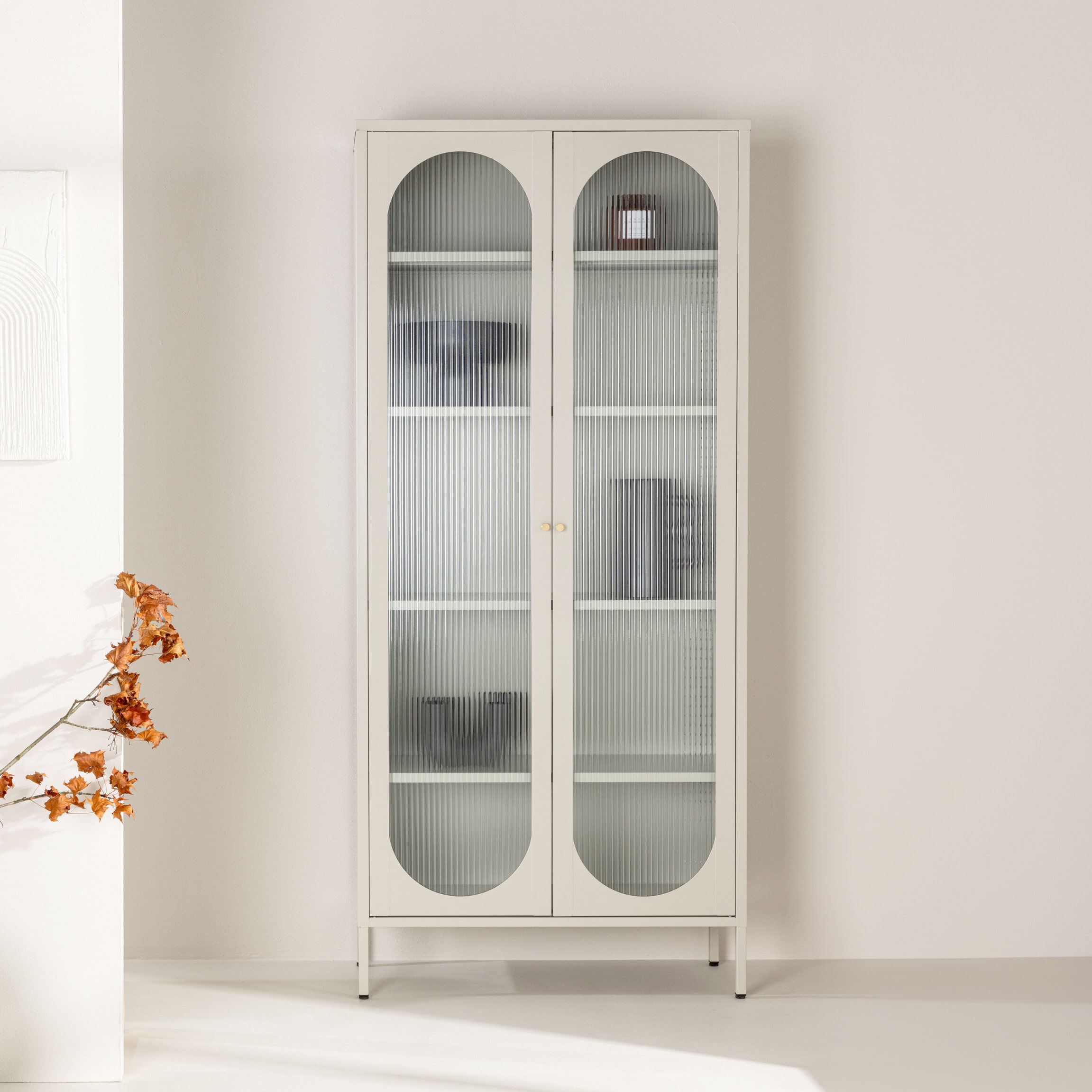 Nohr Tilla Vitrinekast 180 × 80 cm – Beige