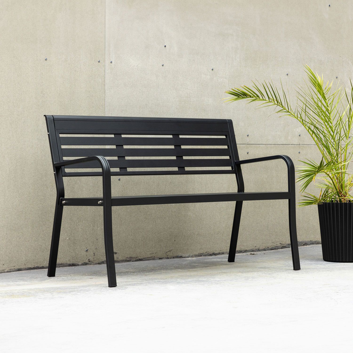 Nohr Tuinbank Lynnell 125 cm – Stijlvolle Zwarte Aluminium Buitenbank