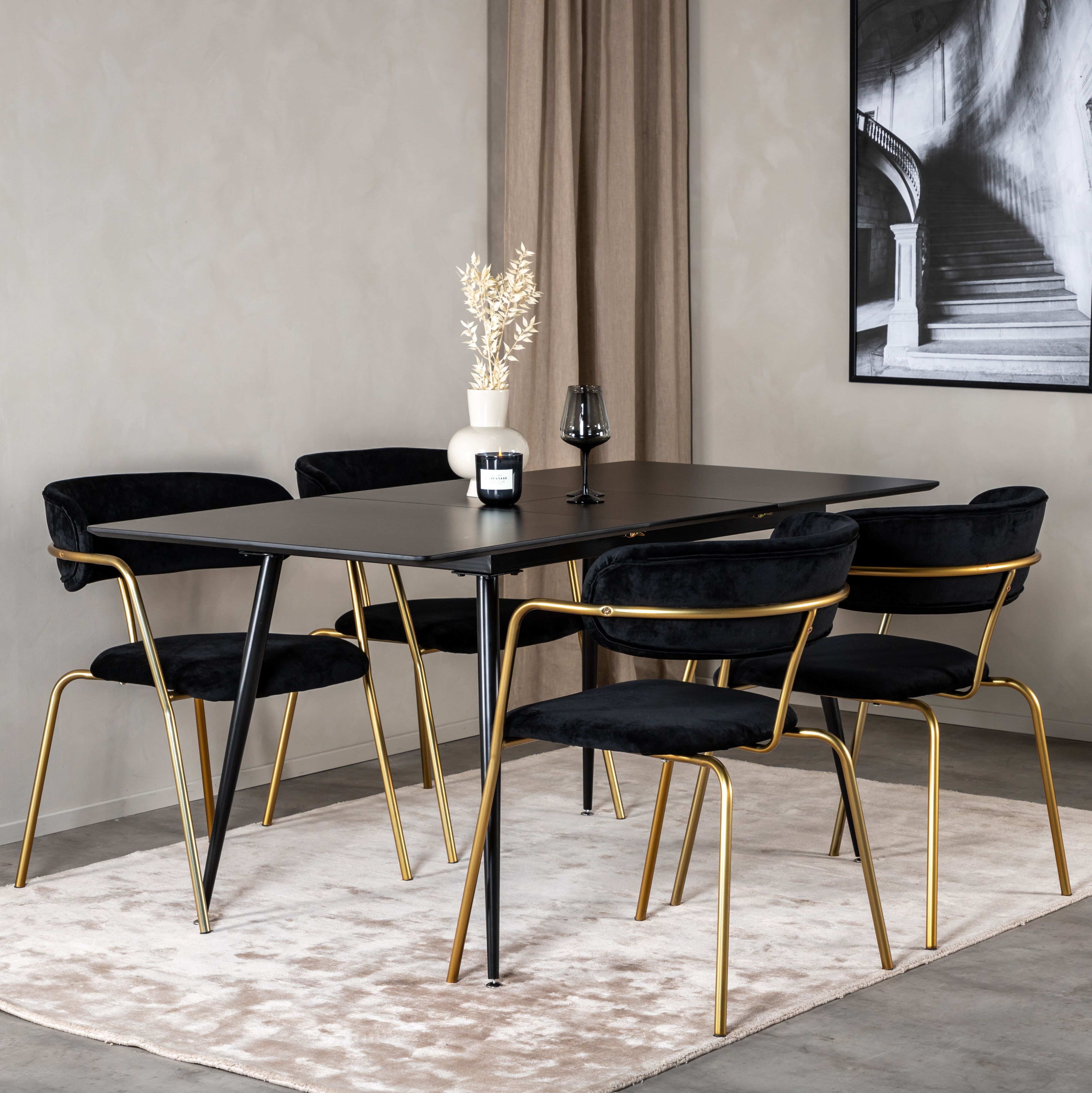 Nohr uitschuifbare eettafel Tenequa – strak zwart design voor elke eetkamer