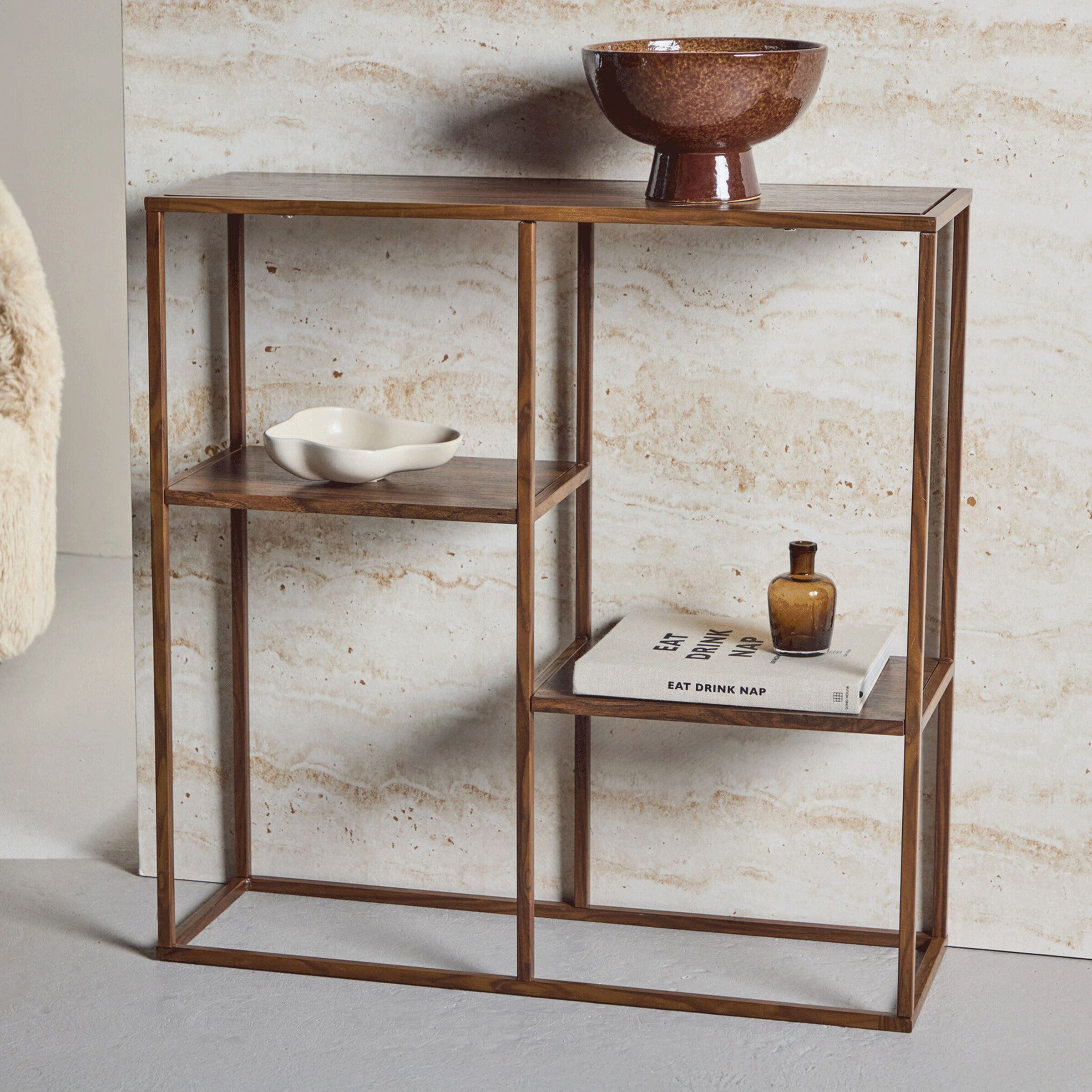 Nohr Wandrek Keonte – Moderne Walnoot Wandplank 81×80 cm