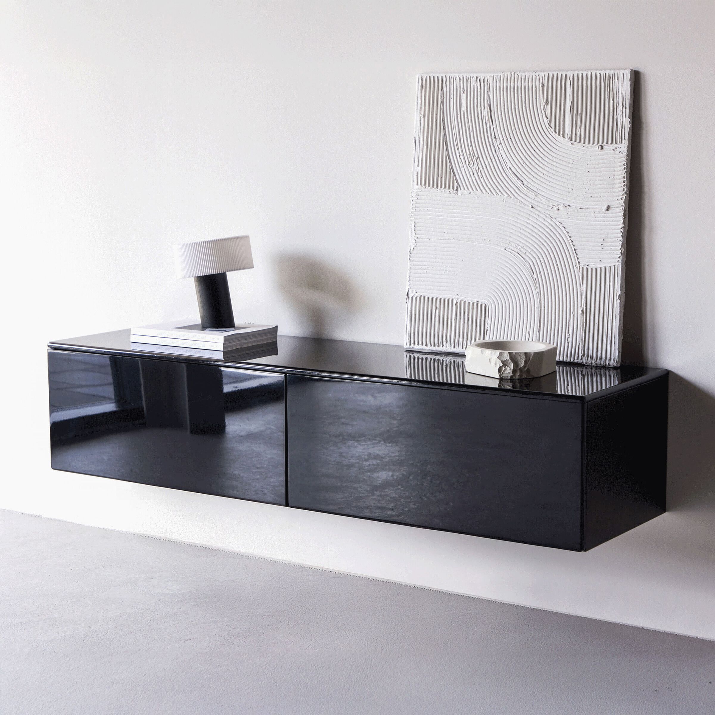 Nohr Zeke – Zwevend TV‑meubel 160 cm in Zwart voor een Strakke Woonkamer