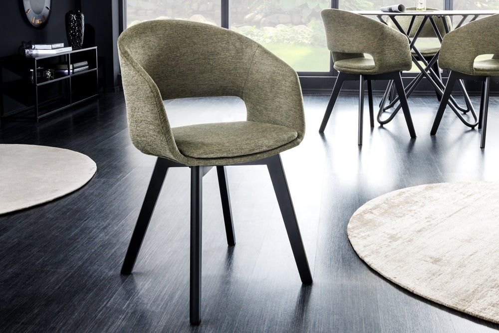 NORDIC STAR – groene design eetkamerstoel met houten poten | Invicta Interior