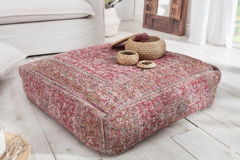 Oosters XL vloerkussen Old Marrakesch – Rood bloemmotief, comfortabele zitpoef van Invicta Interior
