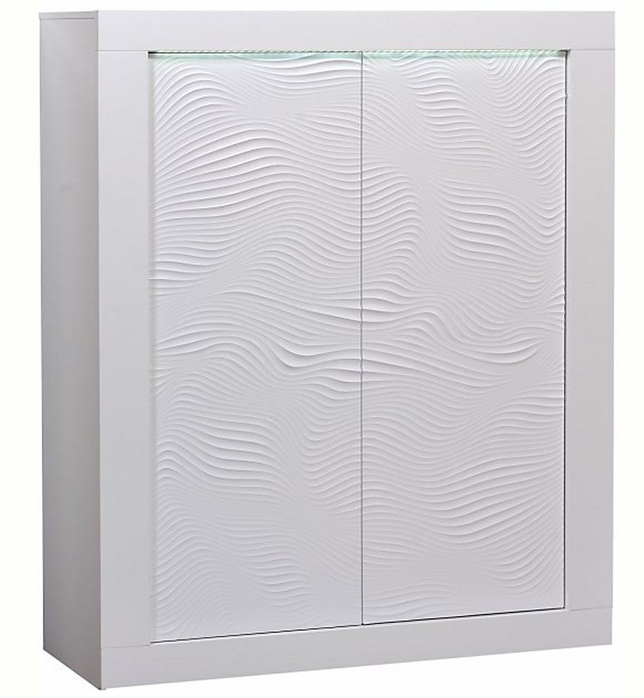 Opbergkast Karma 145 cm – Hoogglans wit met LED‑verlichting
