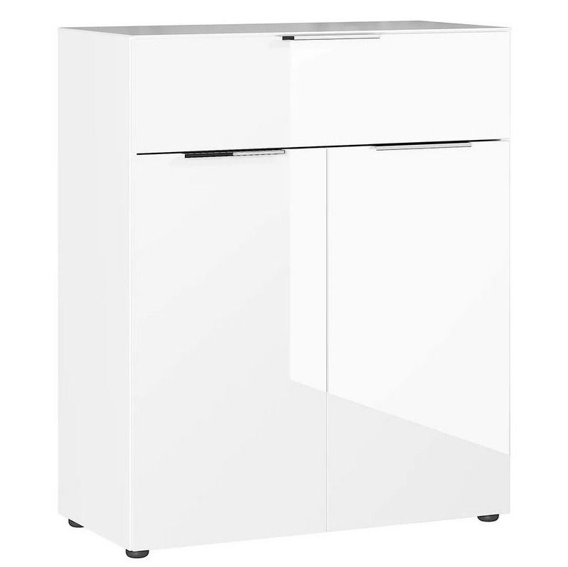 Opbergkast Oakland – Strakke witte opbergleider van 102 cm