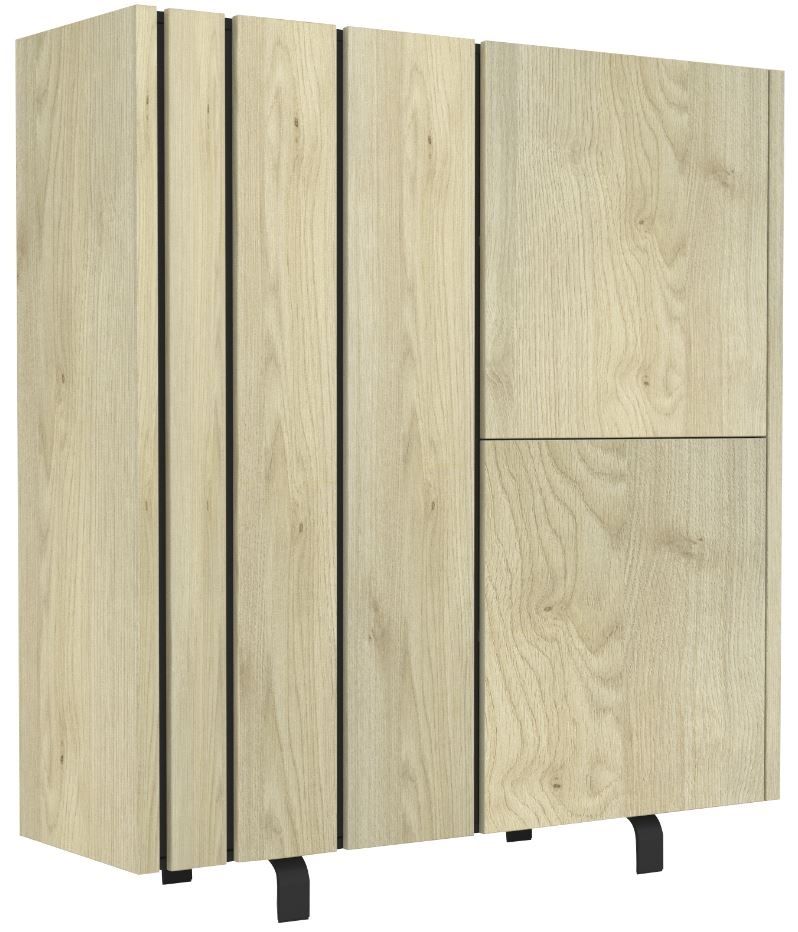 Opbergkast Rush 151 cm – Natuurlijke eikenlook met strakke zwarte poten